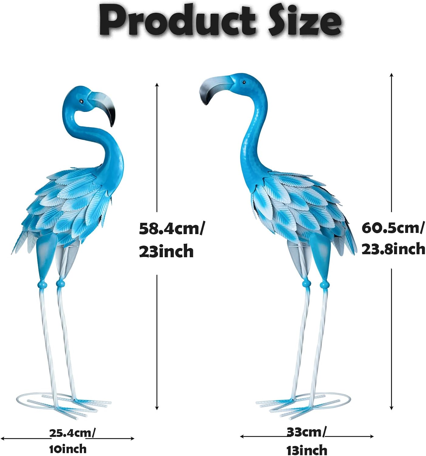 2 Statue Artistiche Fenicottero Blu in Metallo - immagine 3