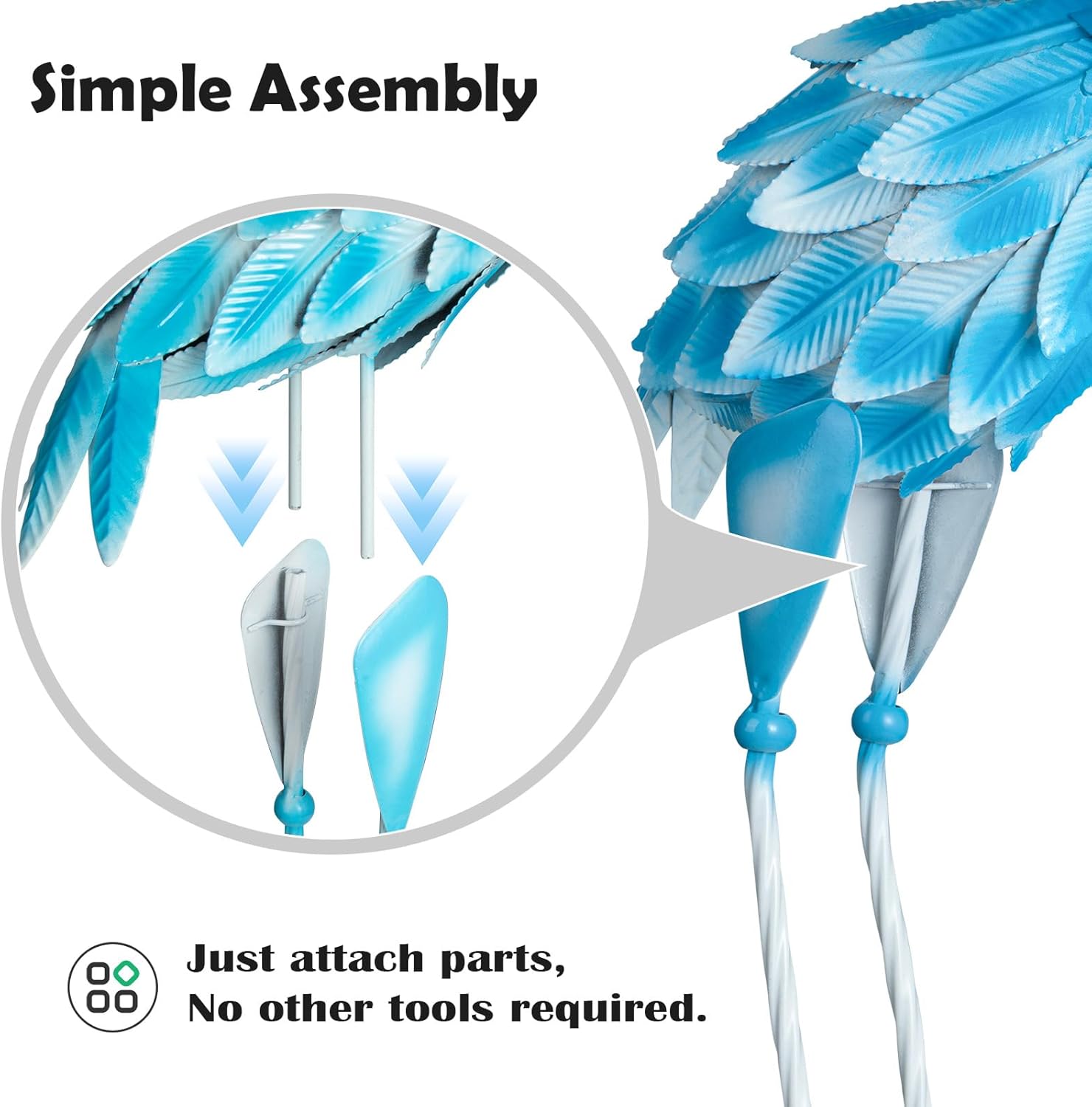 2 Statue Artistiche Fenicottero Blu in Metallo - immagine 5