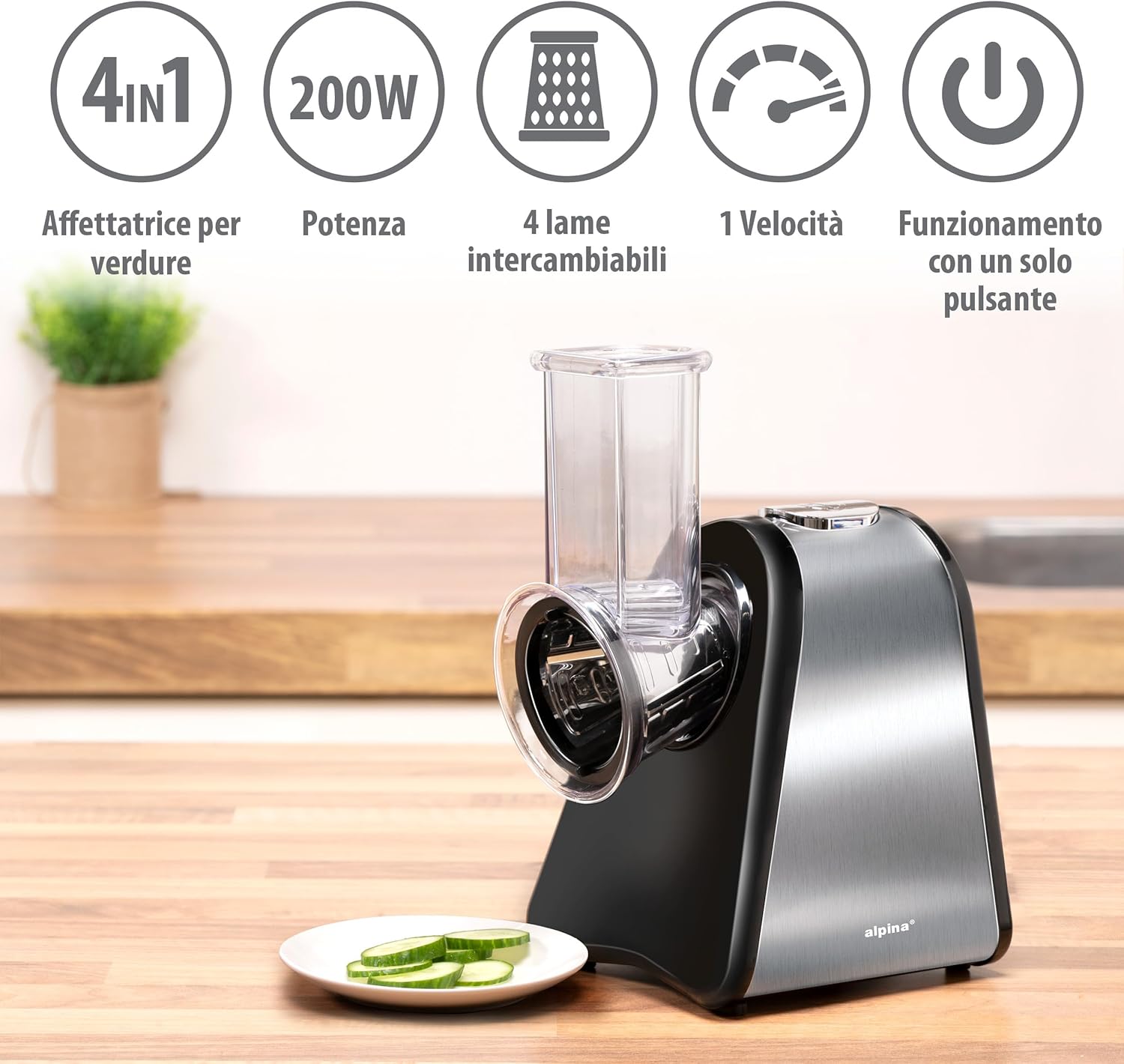 Alpina Grattugia Elettrica per Verdure Manuale - immagine 2