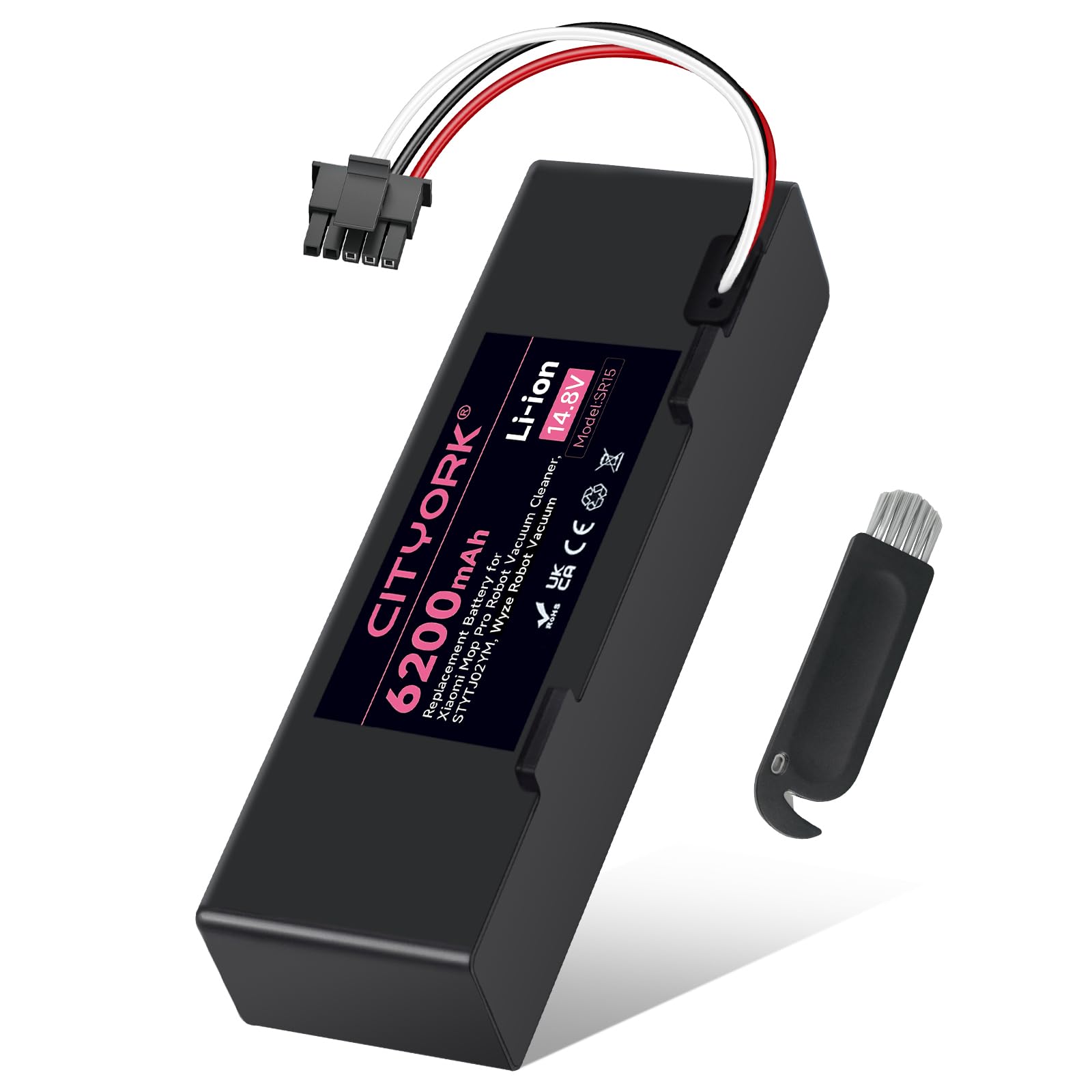 Cityork Batteria Litio 6200mAh 14,4V per Xiaomi Mop 2S/Pro/P