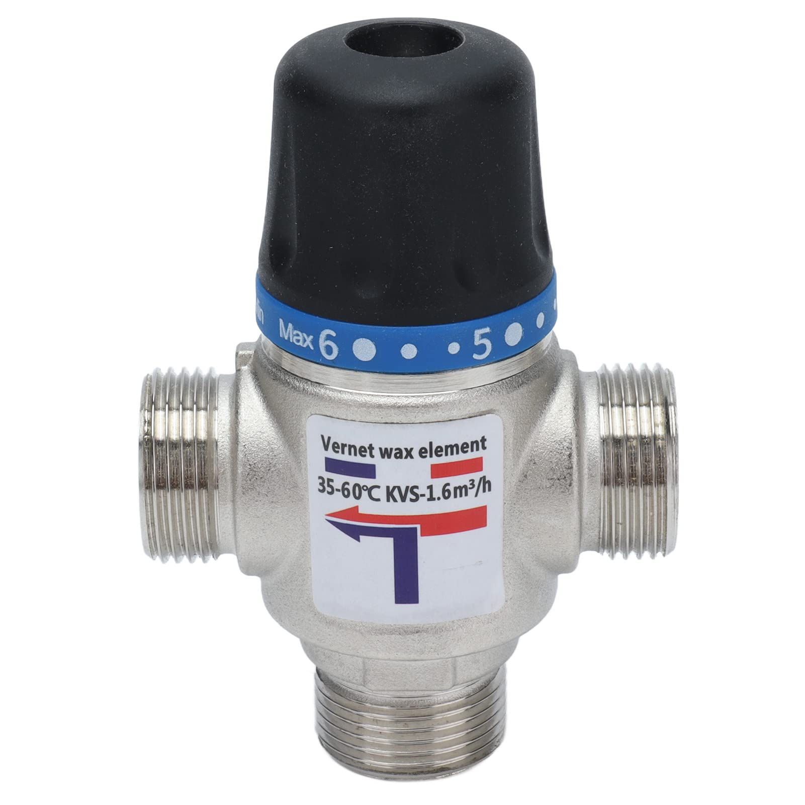 Valvola miscelatrice termostatica, dispositivo di controllo della temperatura in ottone nichelato Valvola miscelatrice a 3 vie di grande flusso per bagno per doccia(G3/4")