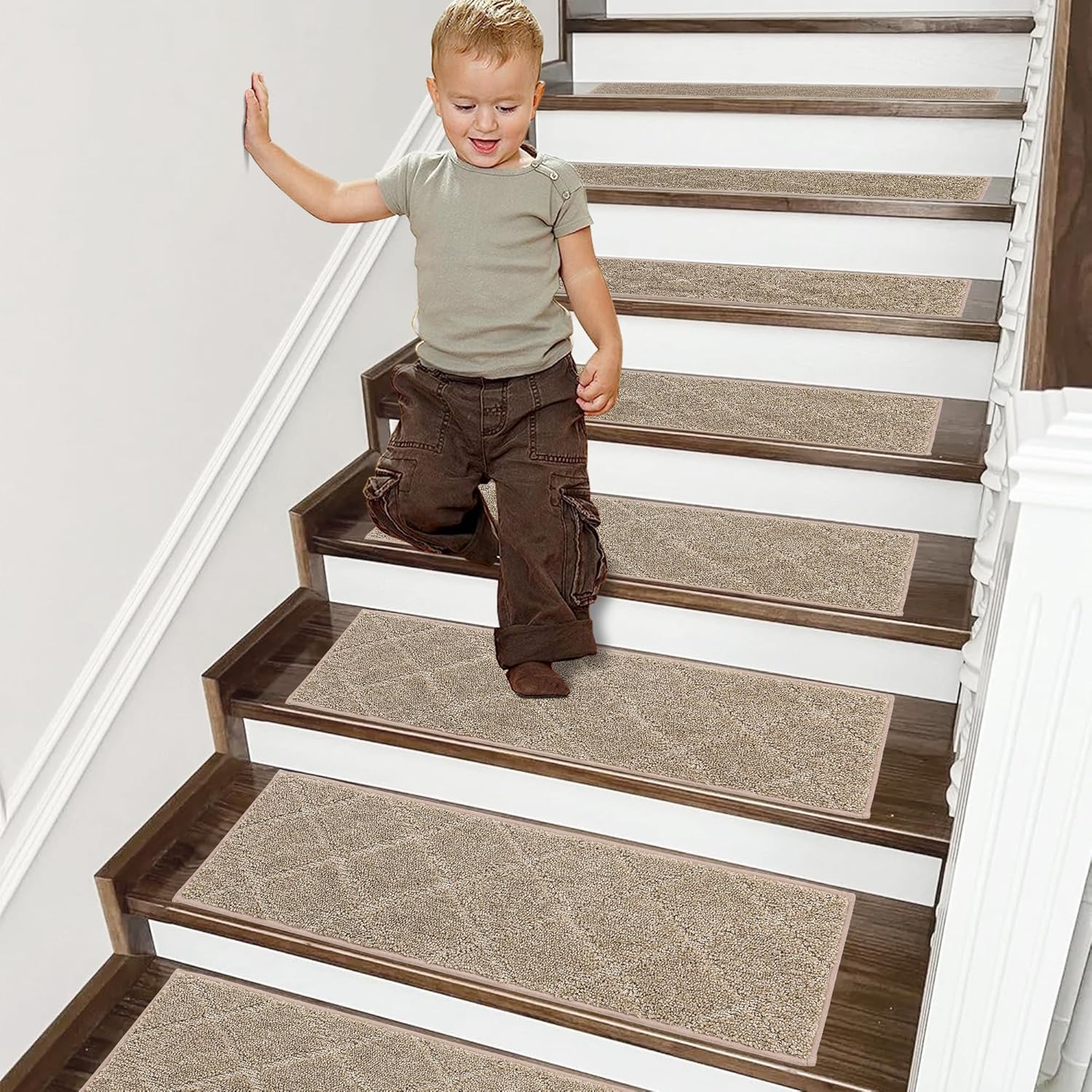 COSY HOMEER Tappetini per Gradini Interni 70x22cm (15 Pezzi), Beige