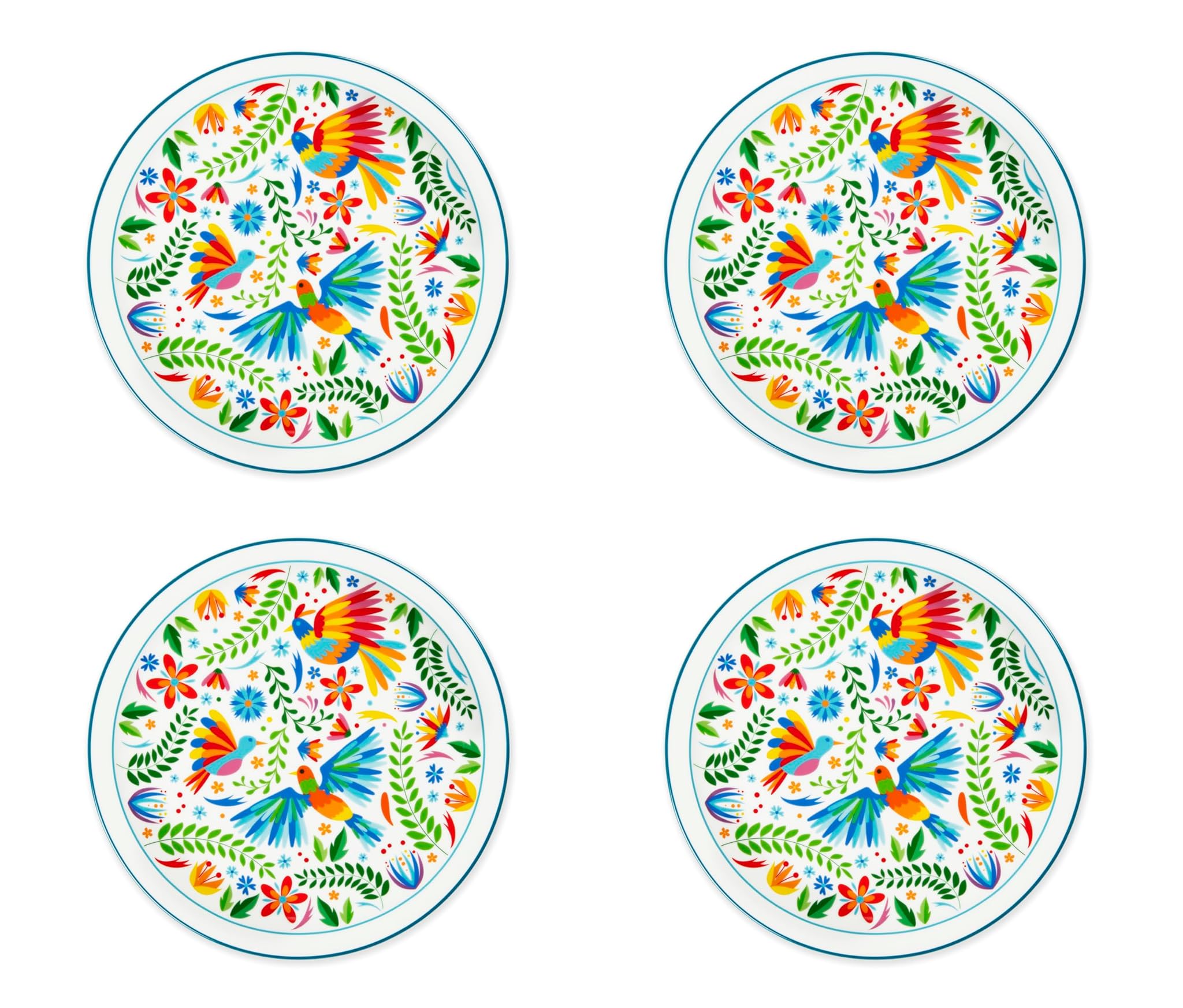 Excelsa Mexican Flowers Set 4 Piatti in Porcellana 30,5cm