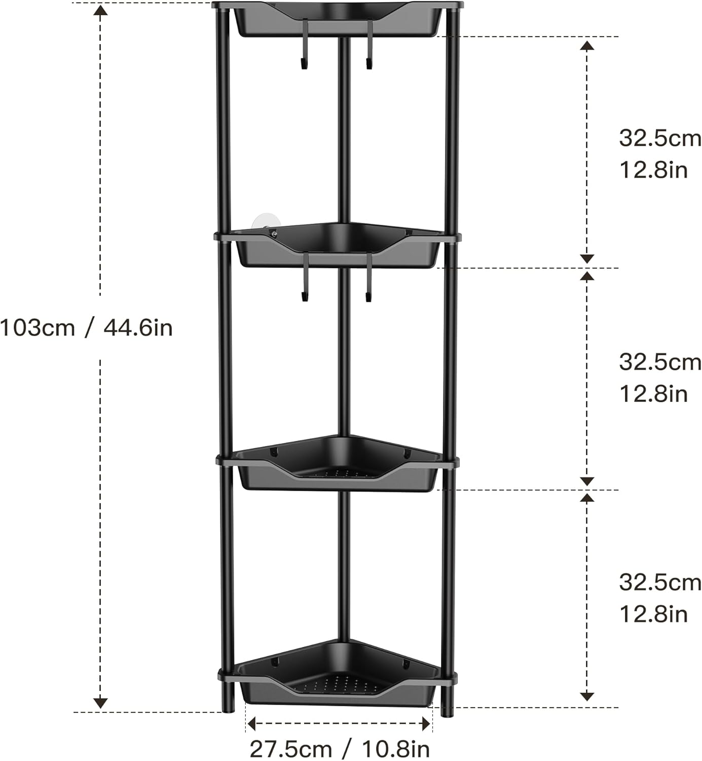 Orimade 4 Ripiani per Doccia Ad Angolo, Nero - immagine 2