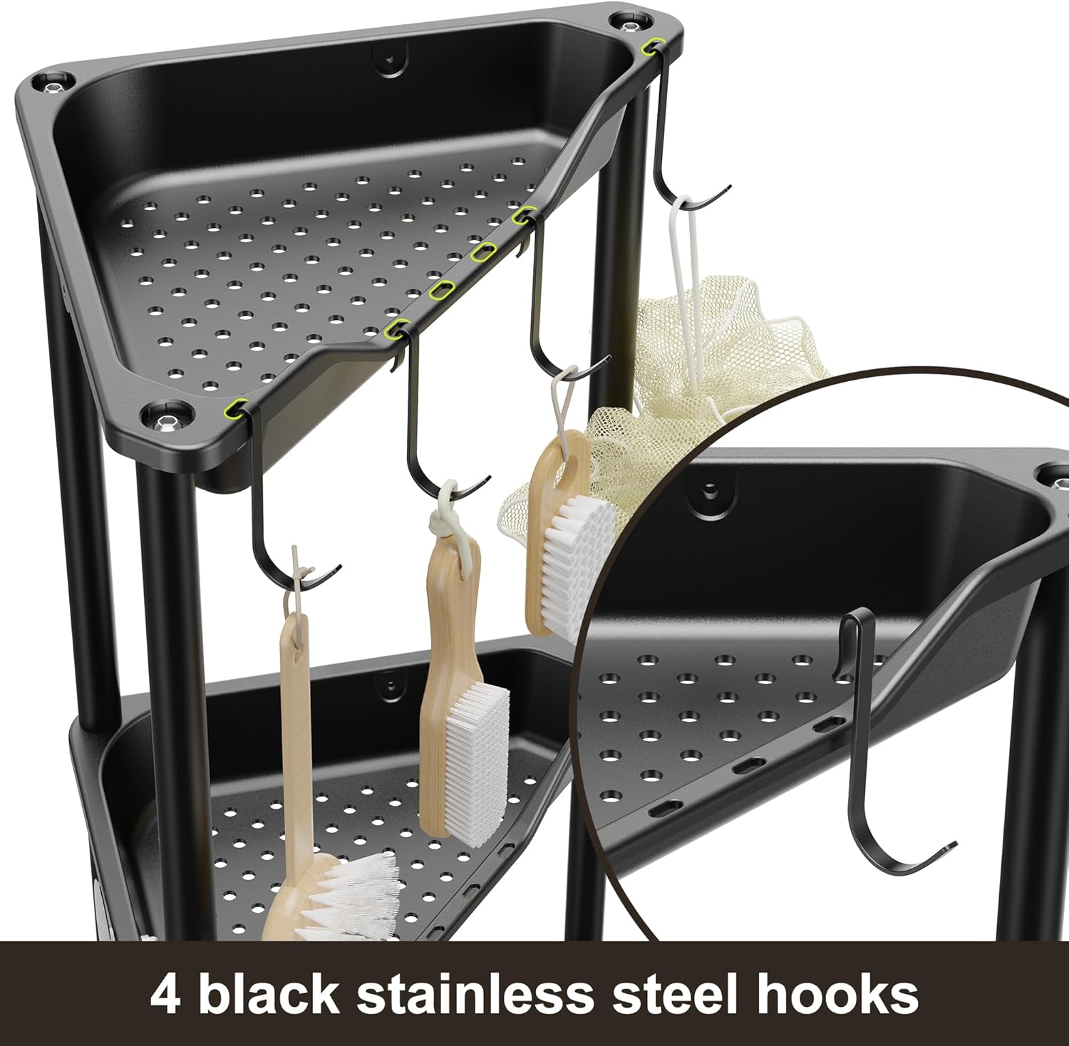 Orimade 4 Ripiani per Doccia Ad Angolo, Nero - immagine 5