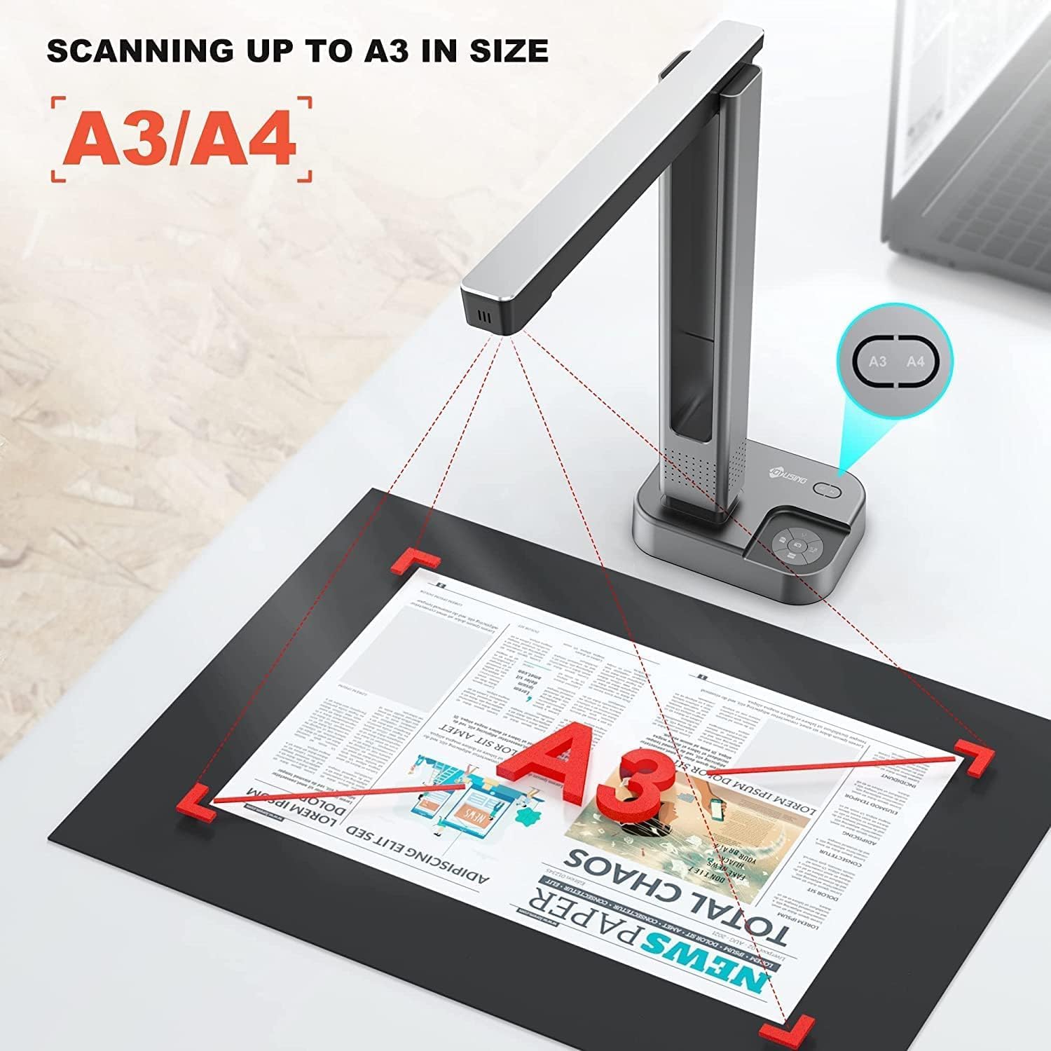 Joyusing Scanner per Libri e Documenti 16 MP - immagine 2