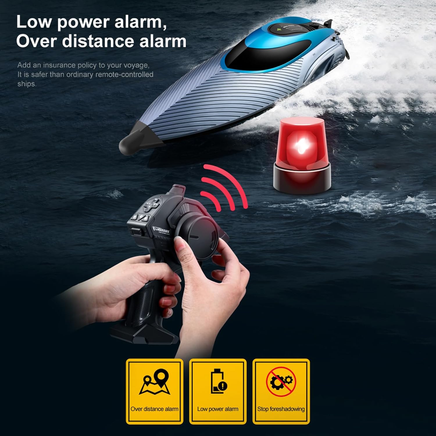 Hylukon Barca Telecomandata 2.4G 45 km/h con Luce LED - immagine 5