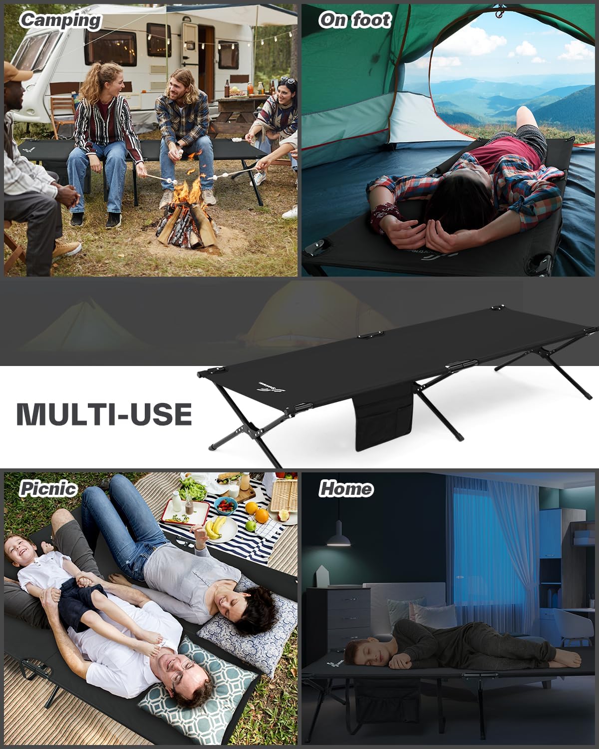 Sportneer Lettino da Campeggio Pieghevole 198x72x37cm - immagine 6