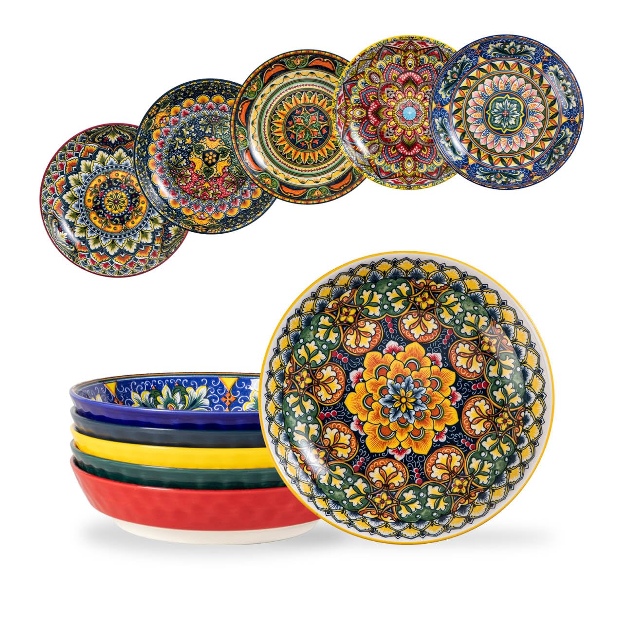 Henten Home Set 6 Piatti Fondi 810ml - Stile Bohémien
