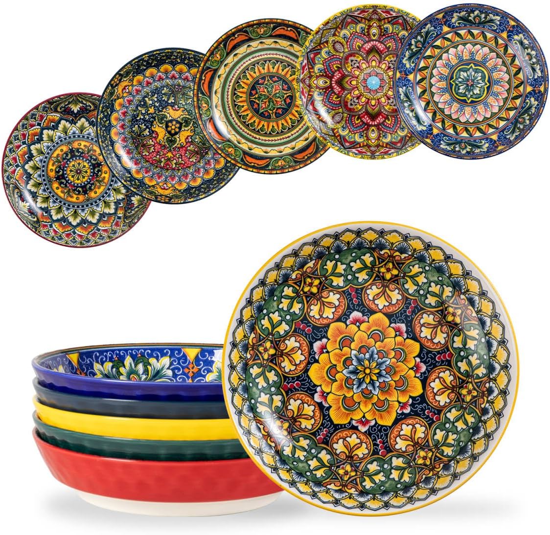 Henten Home Set 6 Piatti Fondi 810ml - Stile Bohémien - immagine 1