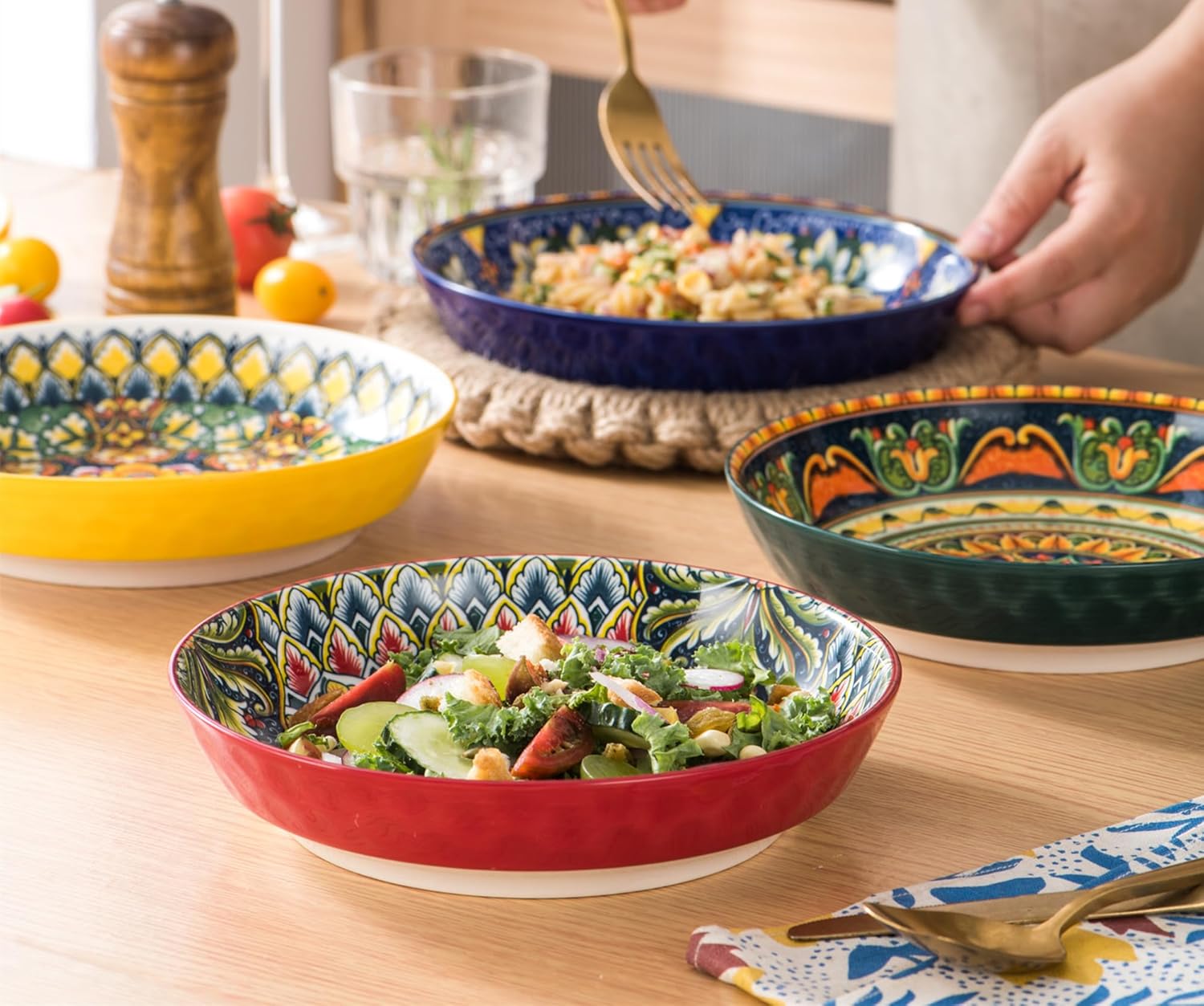 Henten Home Set 6 Piatti Fondi 810ml - Stile Bohémien - immagine 3