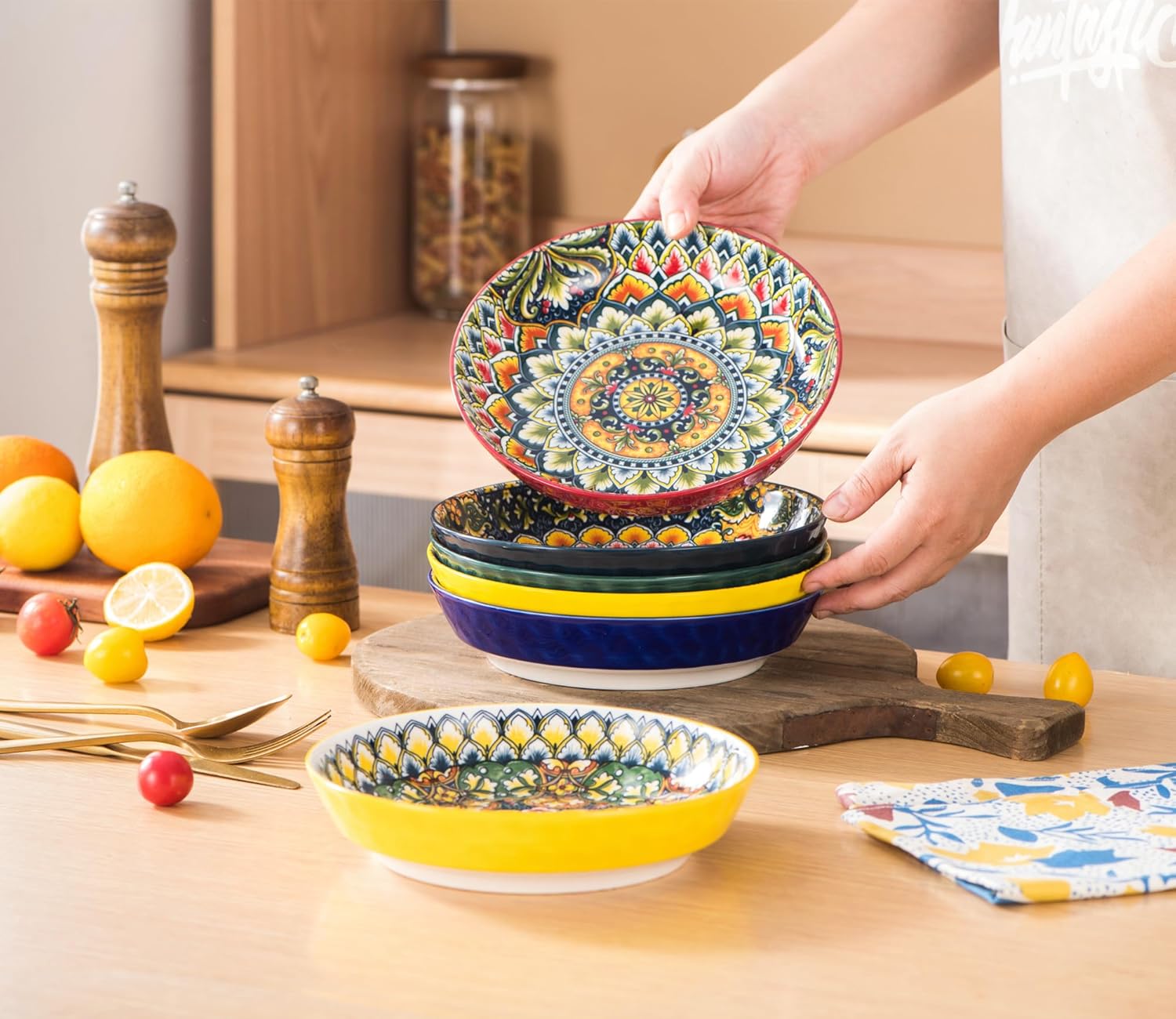 Henten Home Set 6 Piatti Fondi 810ml - Stile Bohémien - immagine 5