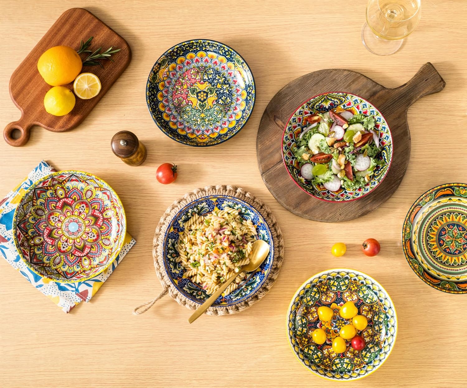 Henten Home Set 6 Piatti Fondi 810ml - Stile Bohémien - immagine 6