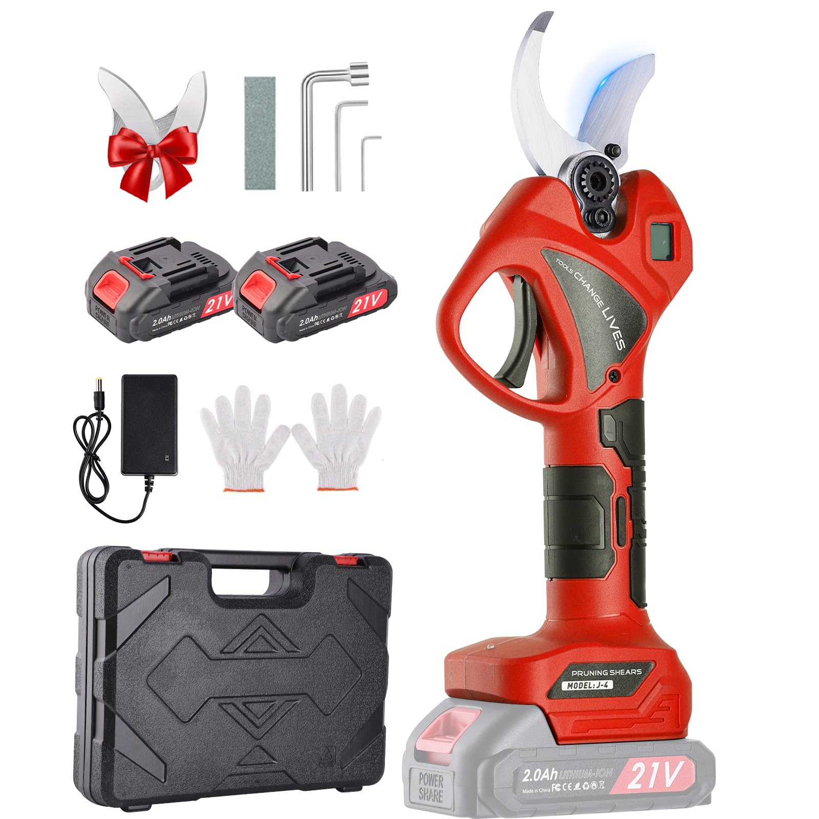 45mm Forbice potatura a batteria: Forbici Potatura a Batteria con 2 Batterie 2000mAh 21V, con Motore Brushless e Display LED, Cesoie a Batteria per Potatura per Potatura Giardino, Olivo, Ulivo