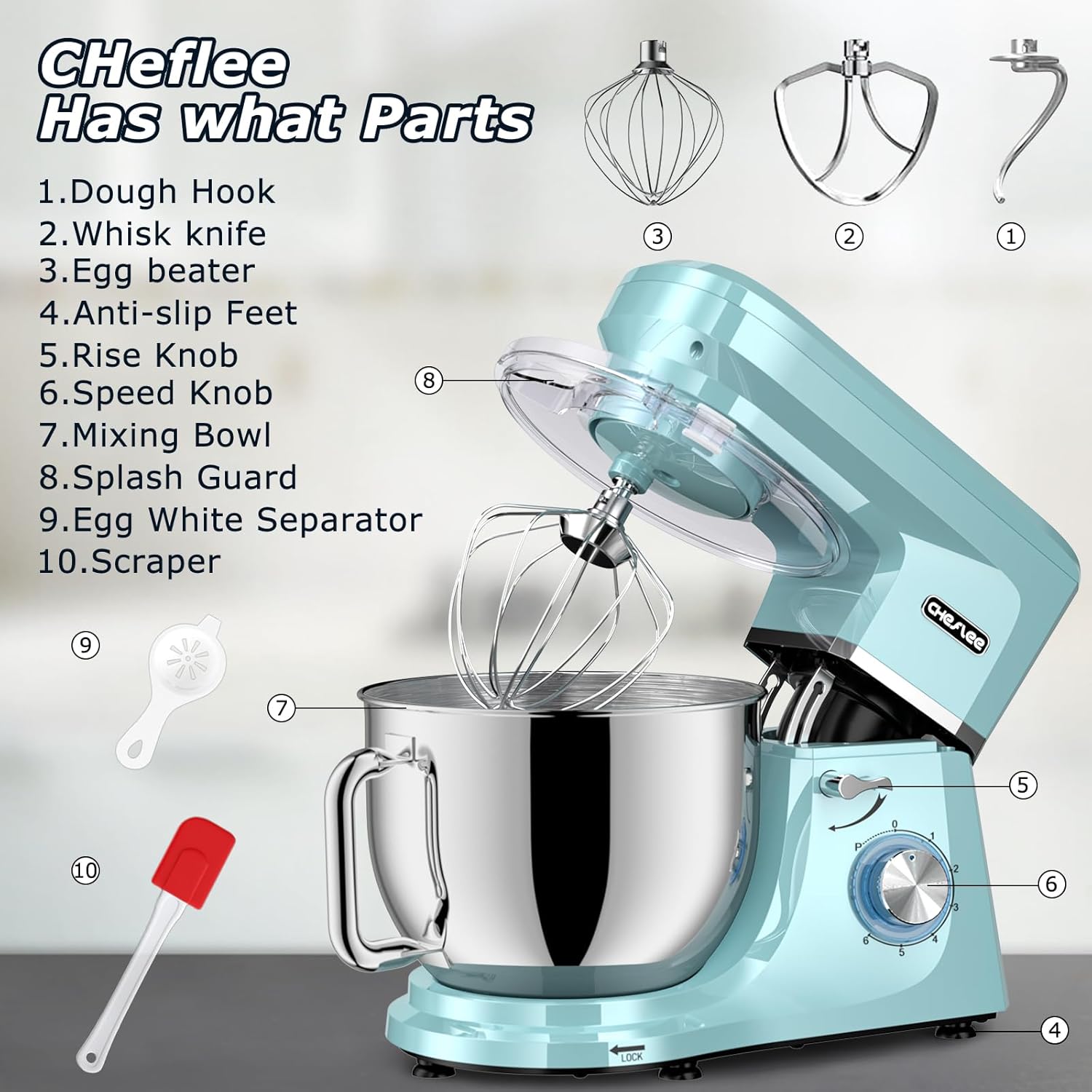 Cheflee Impastatrice Planetaria Professionale 1800W - immagine 2