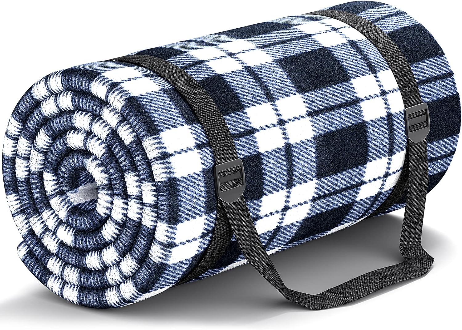 Huthim Coperta da Picnic 300x300 cm, Griglia Blu/Bianco