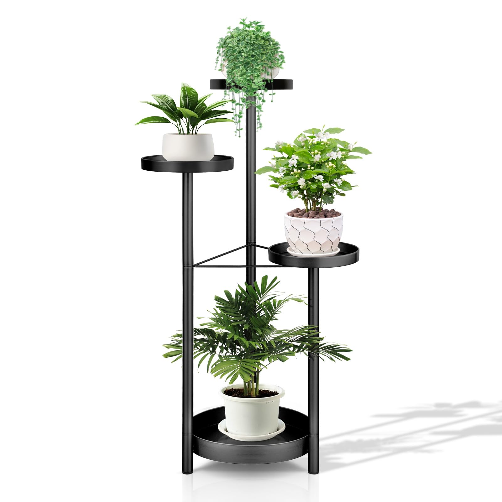 Mateprox Scaffale Portapiante Metallo 4 Livelli, Nero