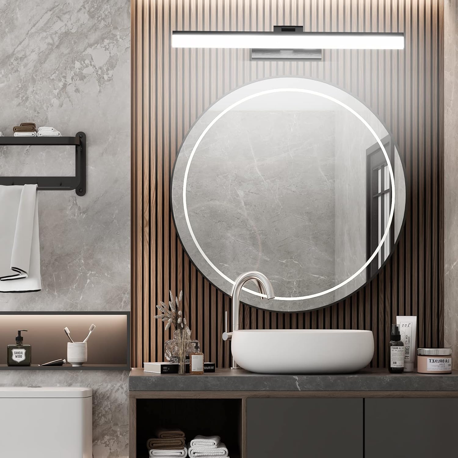 Klighten Lampada da Specchio a LED per Bagno 16W 50cm, Nero - immagine 5