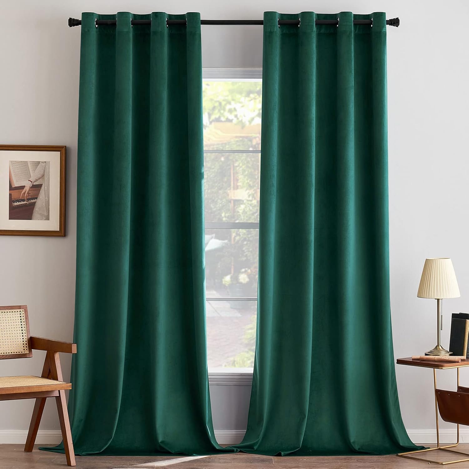 Miulee Tende Velluto Verde Petrolio 140x290 CM (2 Pezzi)