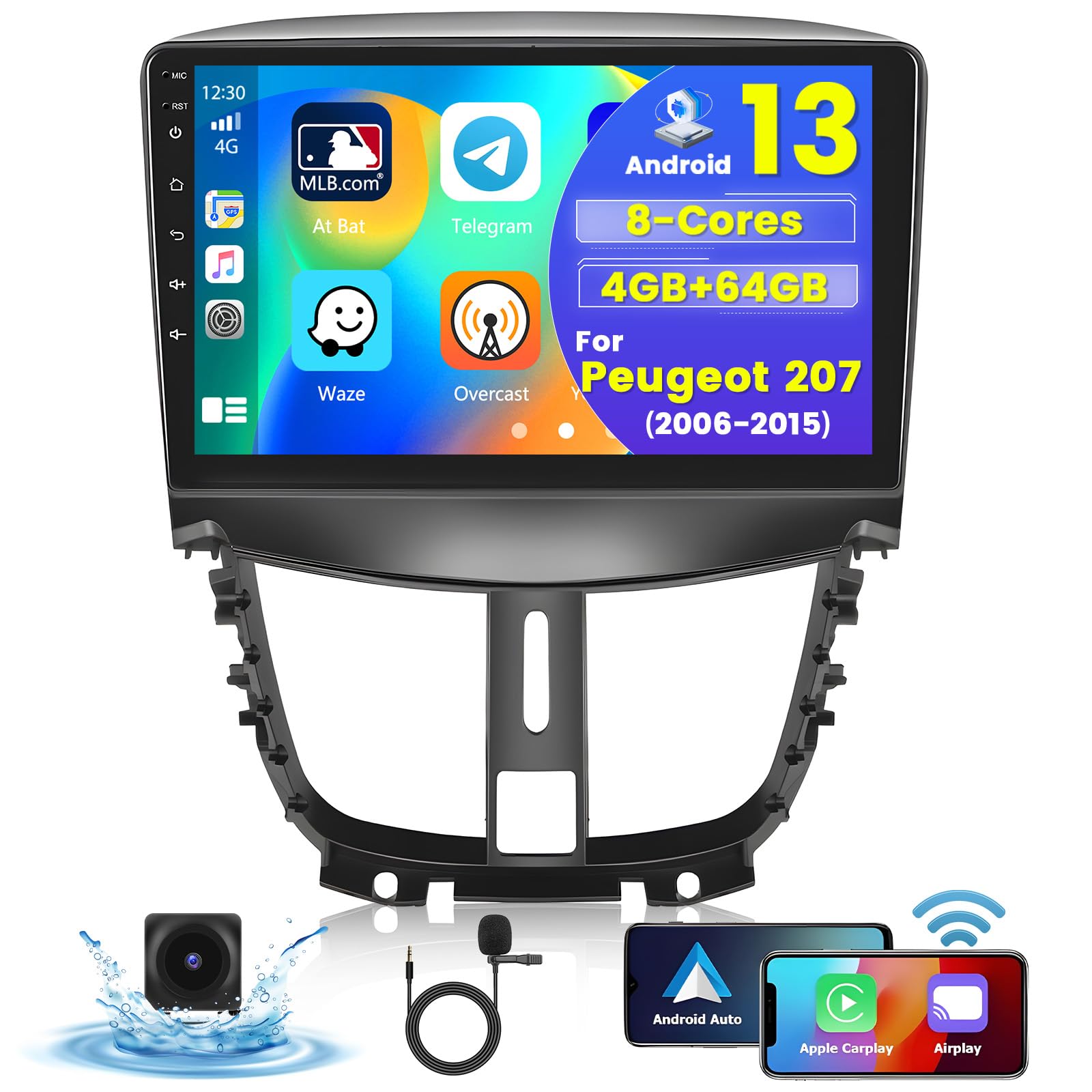 Hikity Autoradio Android per Peugeot 207 (2006-2015)