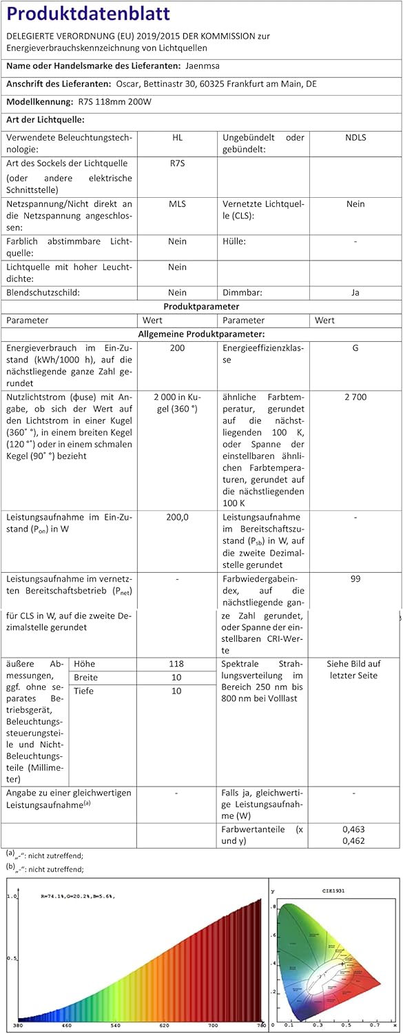 Jaenmsa R7S Lampadina Alogena 118mm 200W Dimmerabile - immagine 8