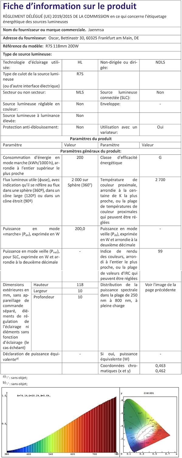 Jaenmsa R7S Lampadina Alogena 118mm 200W Dimmerabile - immagine 9