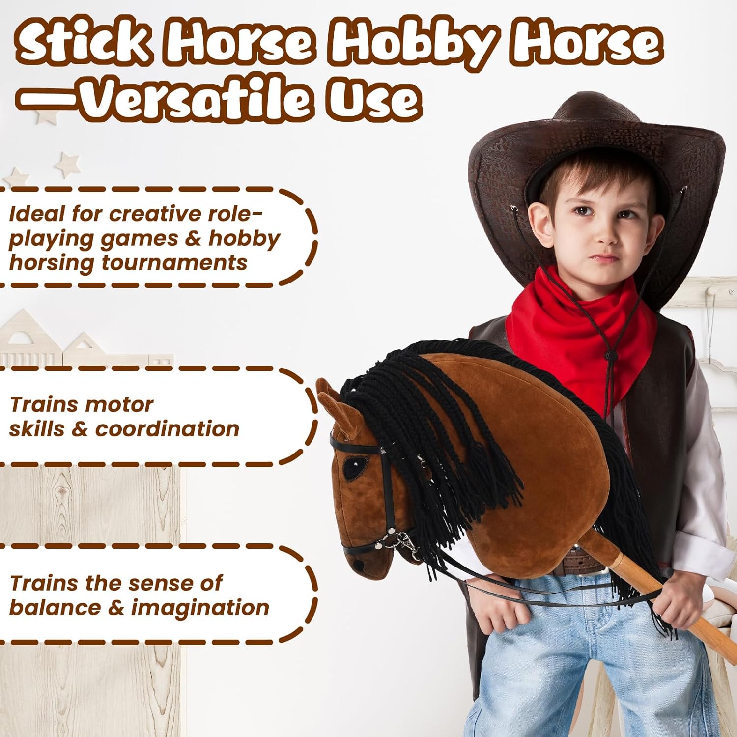 Hobby Horse per Bambini con Sella e Redini - immagine 3