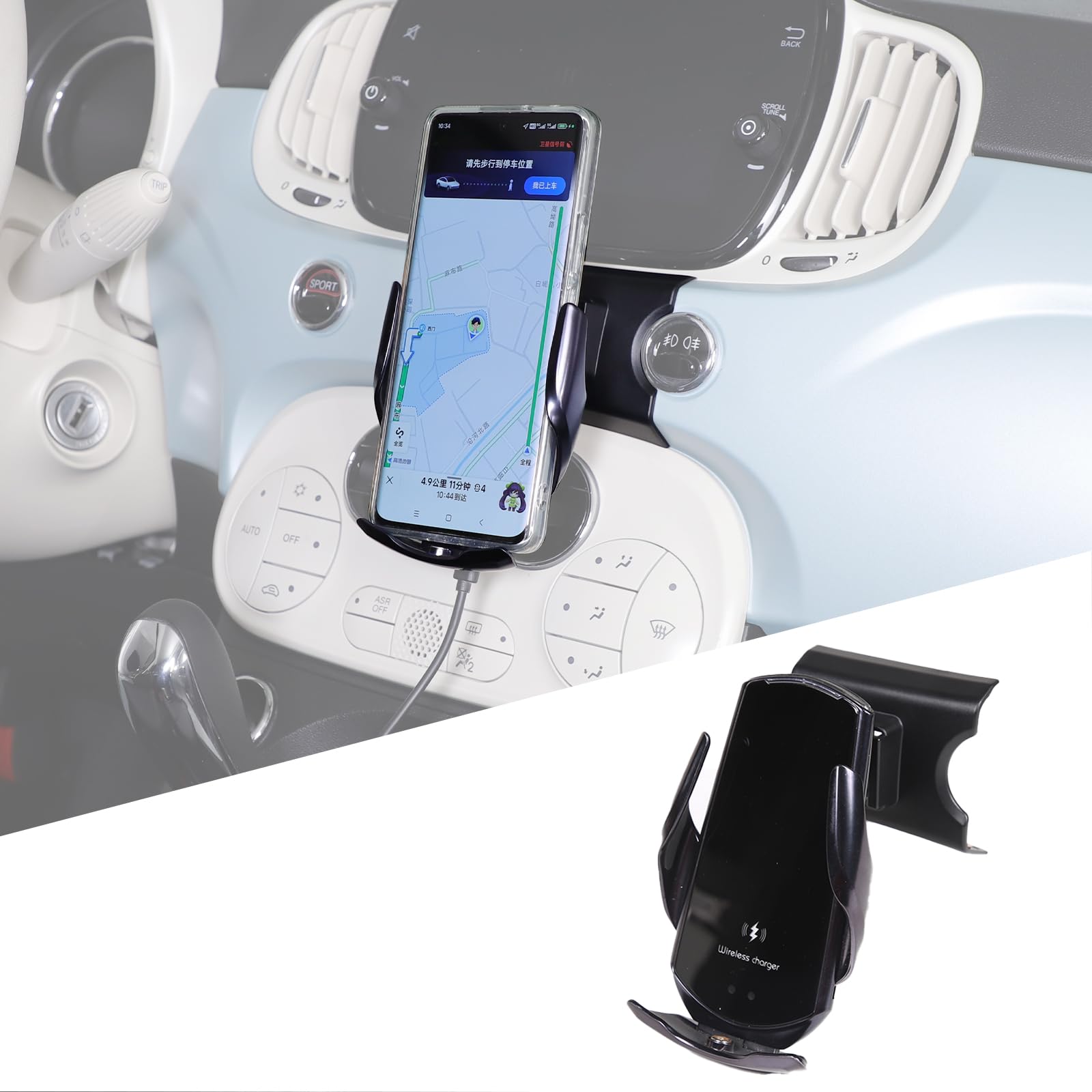 Diyucar Supporto Cellulare Auto per Fiat 500 2016-2024