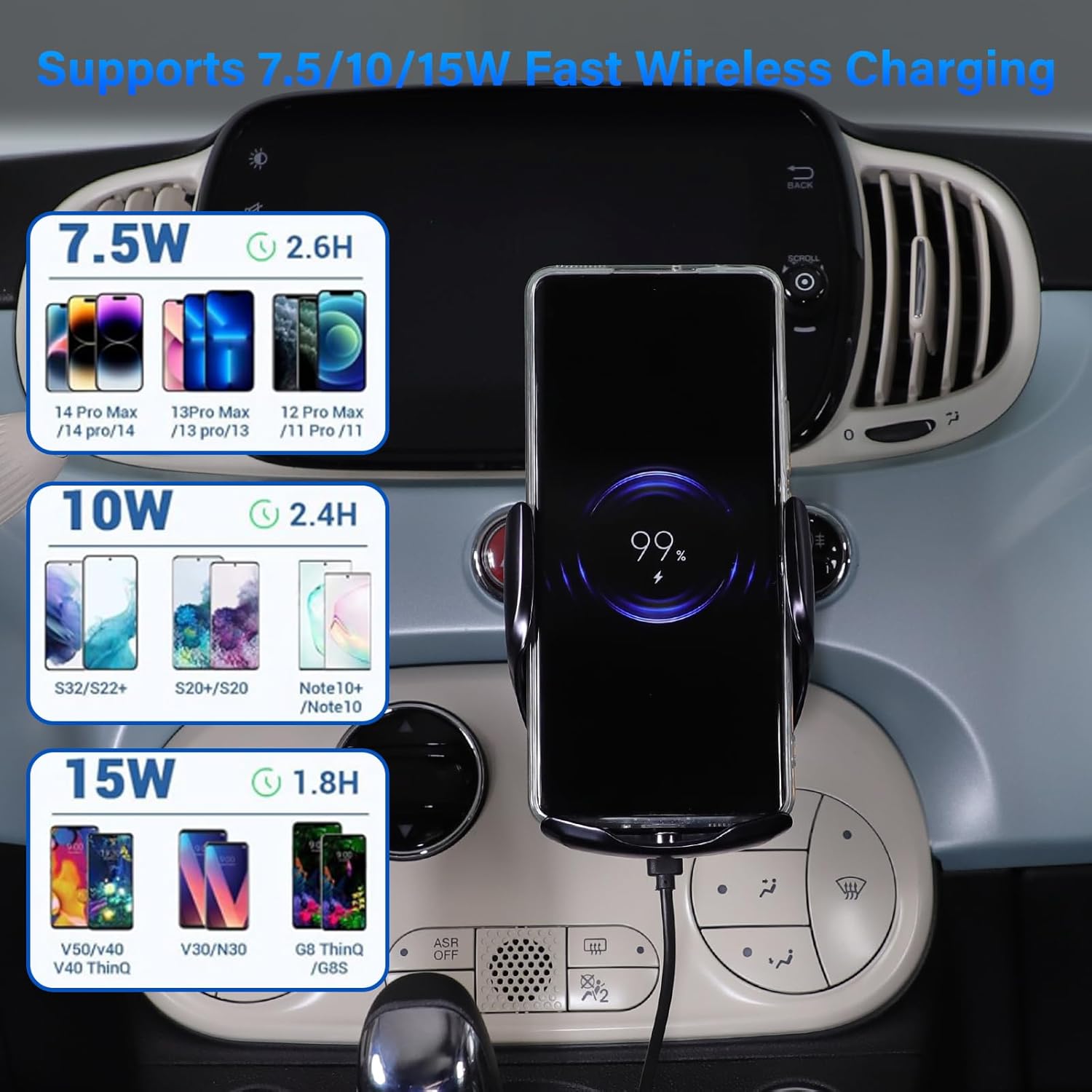 Diyucar Supporto Cellulare Auto per Fiat 500 2016-2024 - immagine 4