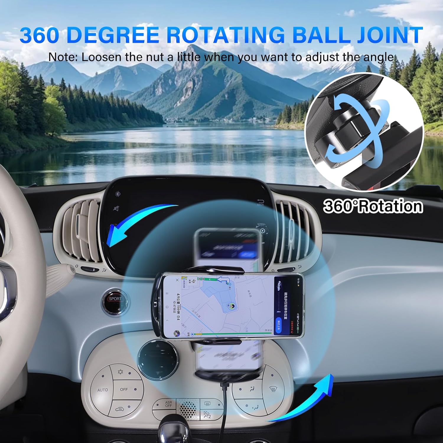 Diyucar Supporto Cellulare Auto per Fiat 500 2016-2024 - immagine 5