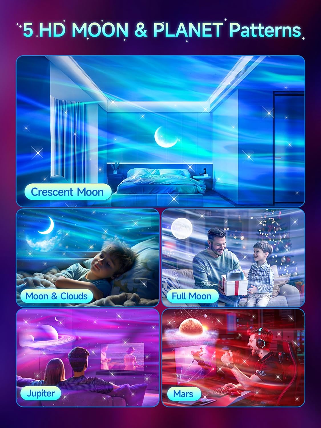 Proiettore Aurora Boreale Soffitto Bluetooth 15 Colori - immagine 3