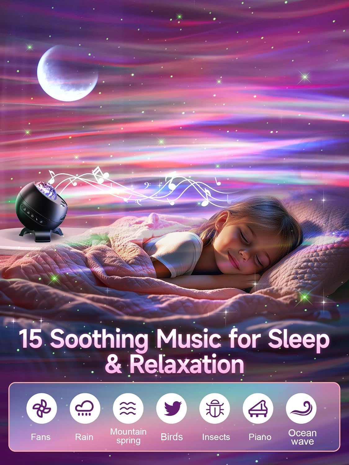 Proiettore Aurora Boreale Soffitto Bluetooth 15 Colori - immagine 4