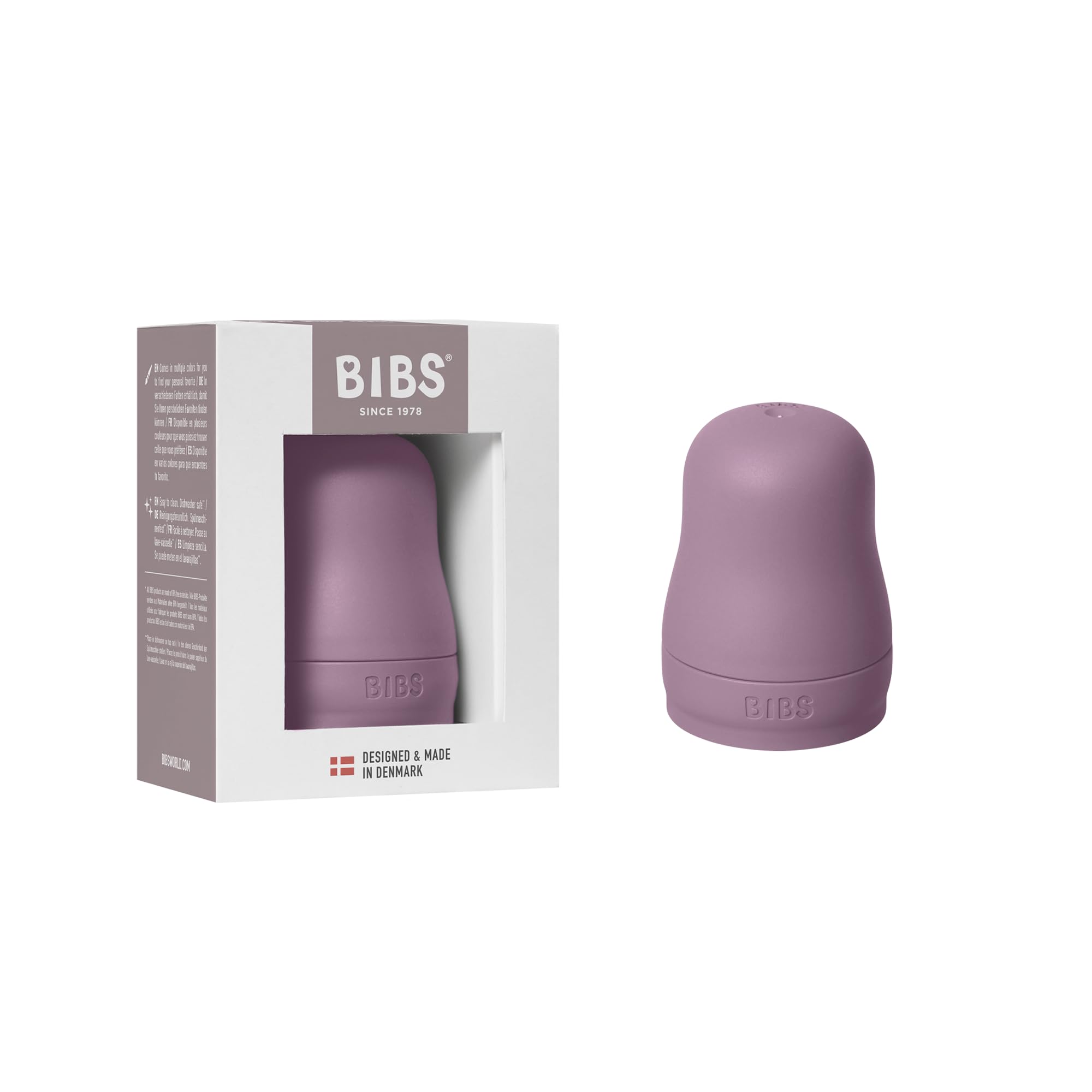 Set di tappi per biberon BIBS - Senza BPA, include tappo, chiusura di sicurezza e tappo a vite - Compatibile con i biberon BIBS (acquistabili separatamente) - Mauve