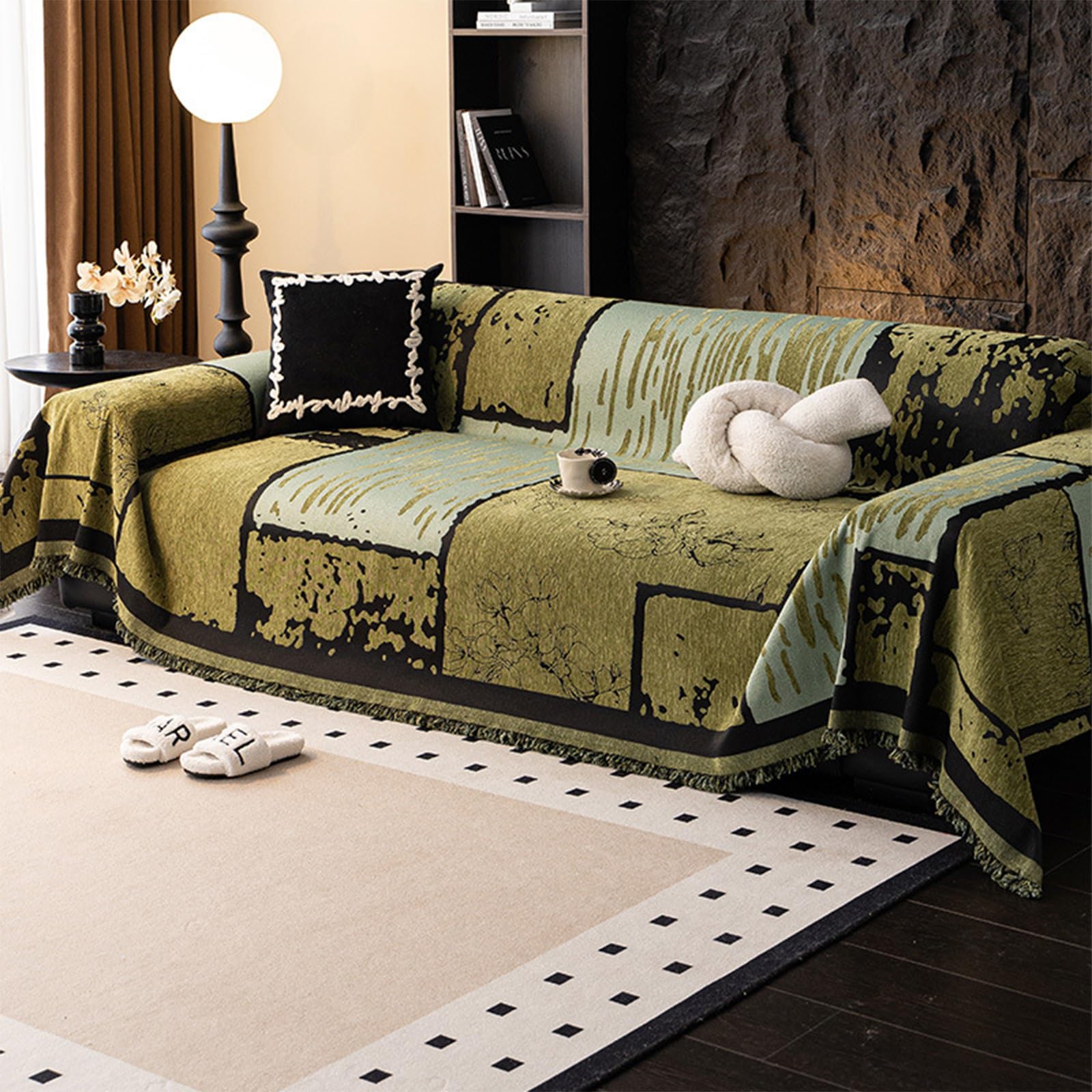 Copridivano Multifunzionale in Ciniglia 180x380cm, Verde