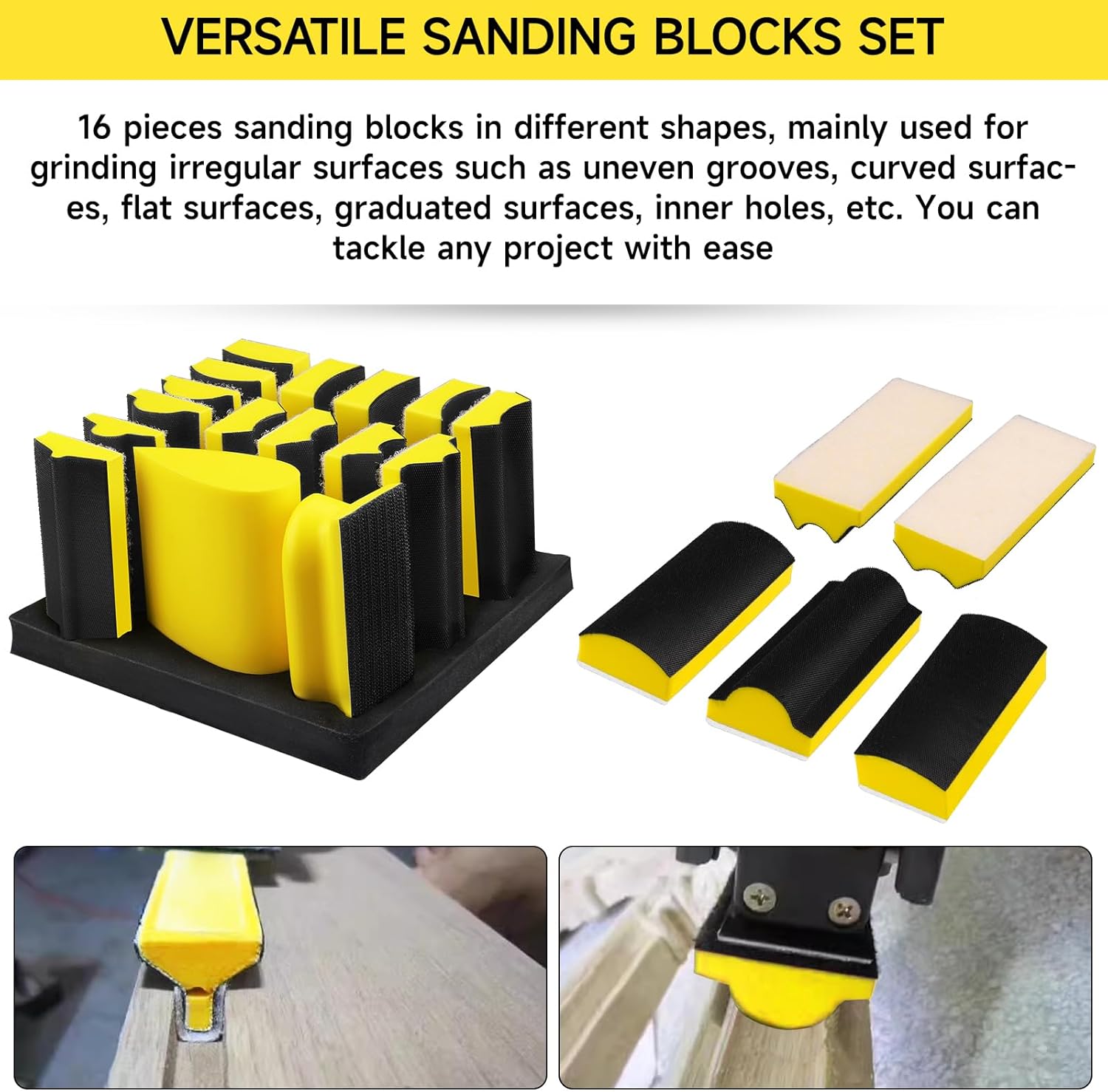 Set Blocco Levigatura Manuale 16 pezzi Gancio Loop - immagine 3