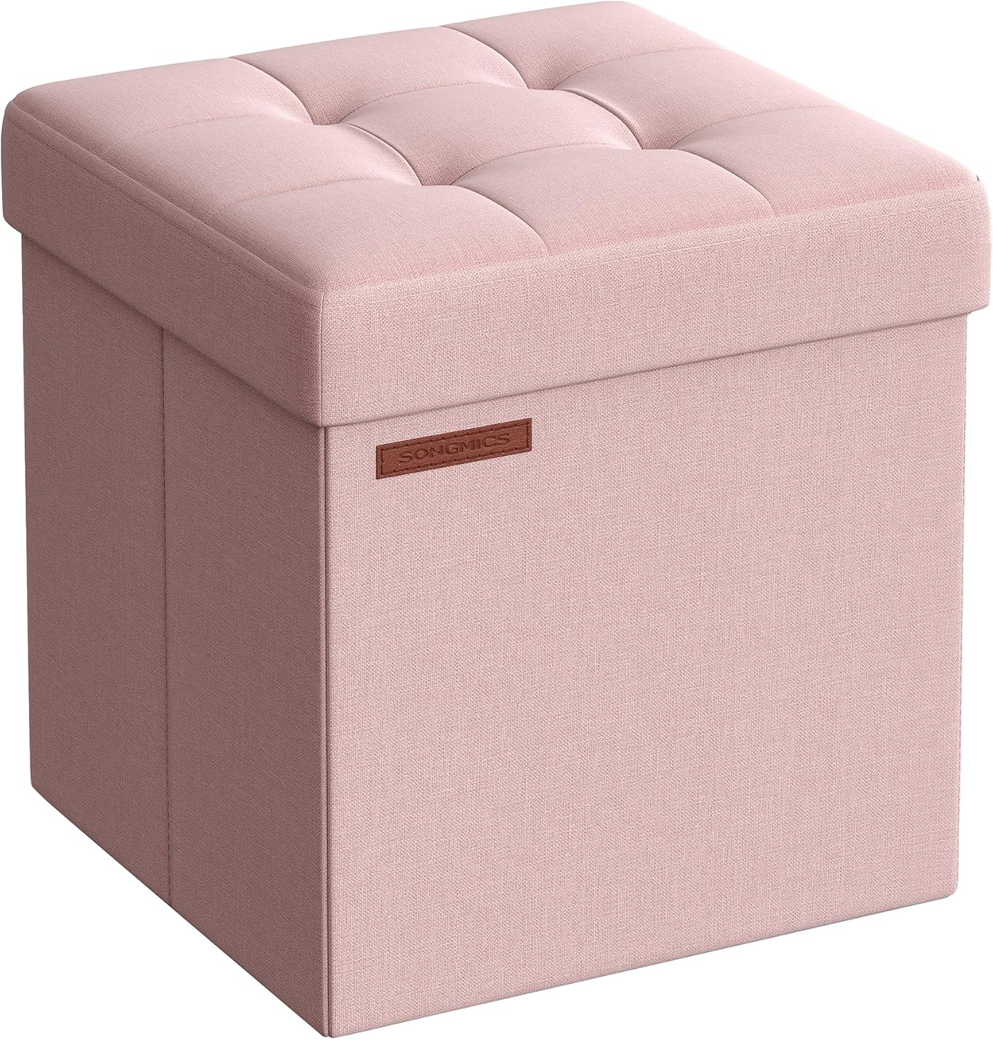 Songmics Pouf Contenitore Pieghevole 38cm, Rosa Gelatina - immagine 1