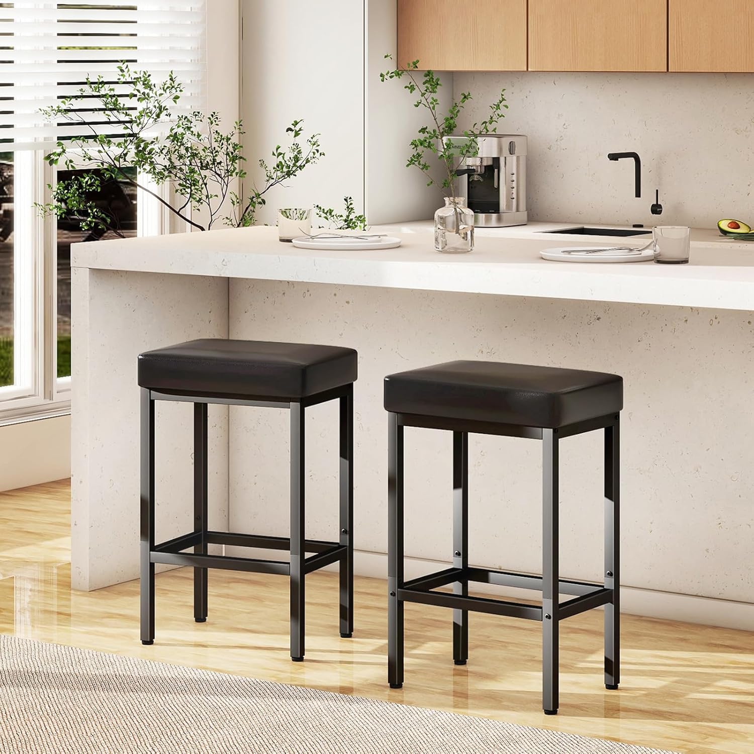 Ymyny Sgabelli Cucina Alti 66cm, Nero - immagine 2