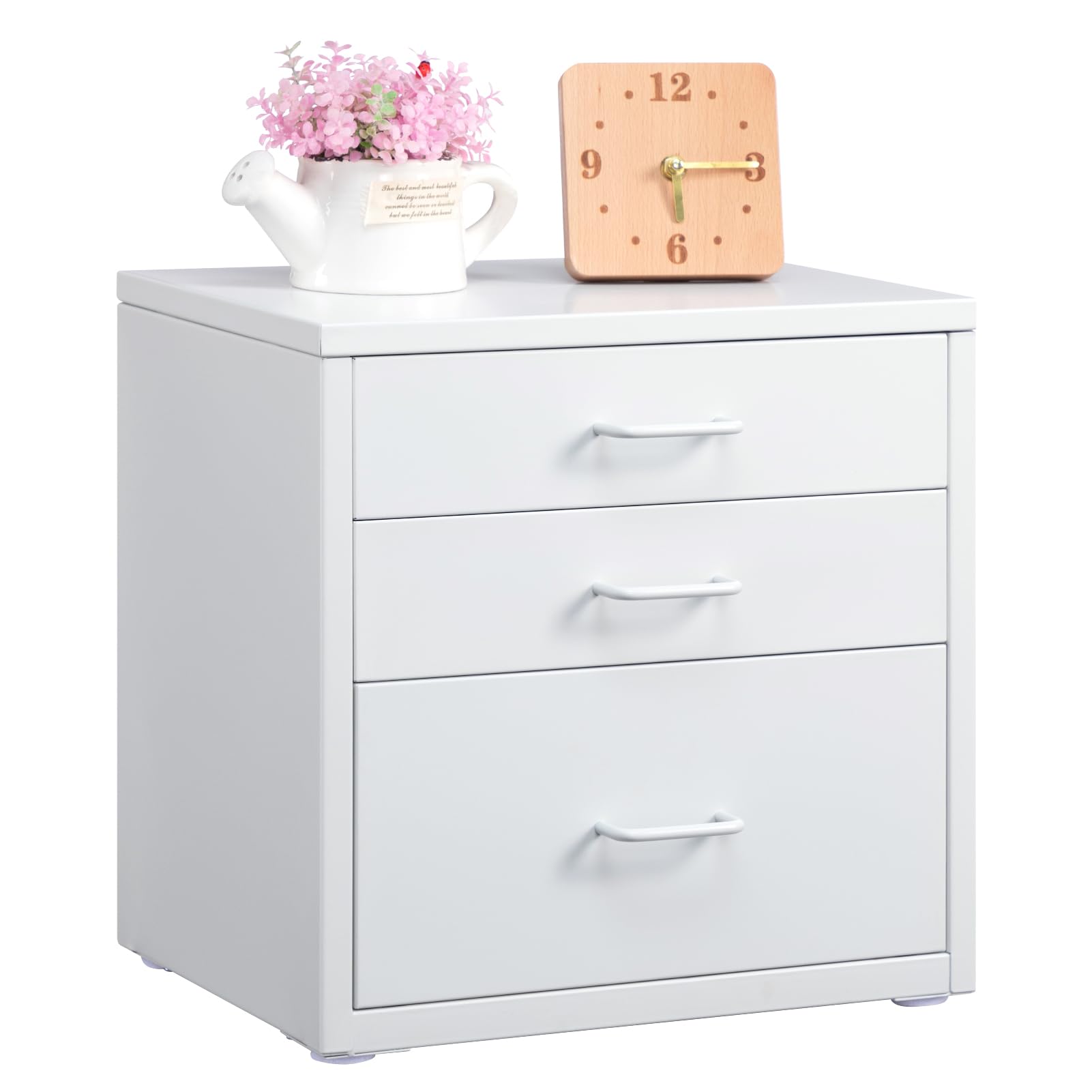 Hollyhome Armadietto da Scrivania 3 Cassetti, Bianco