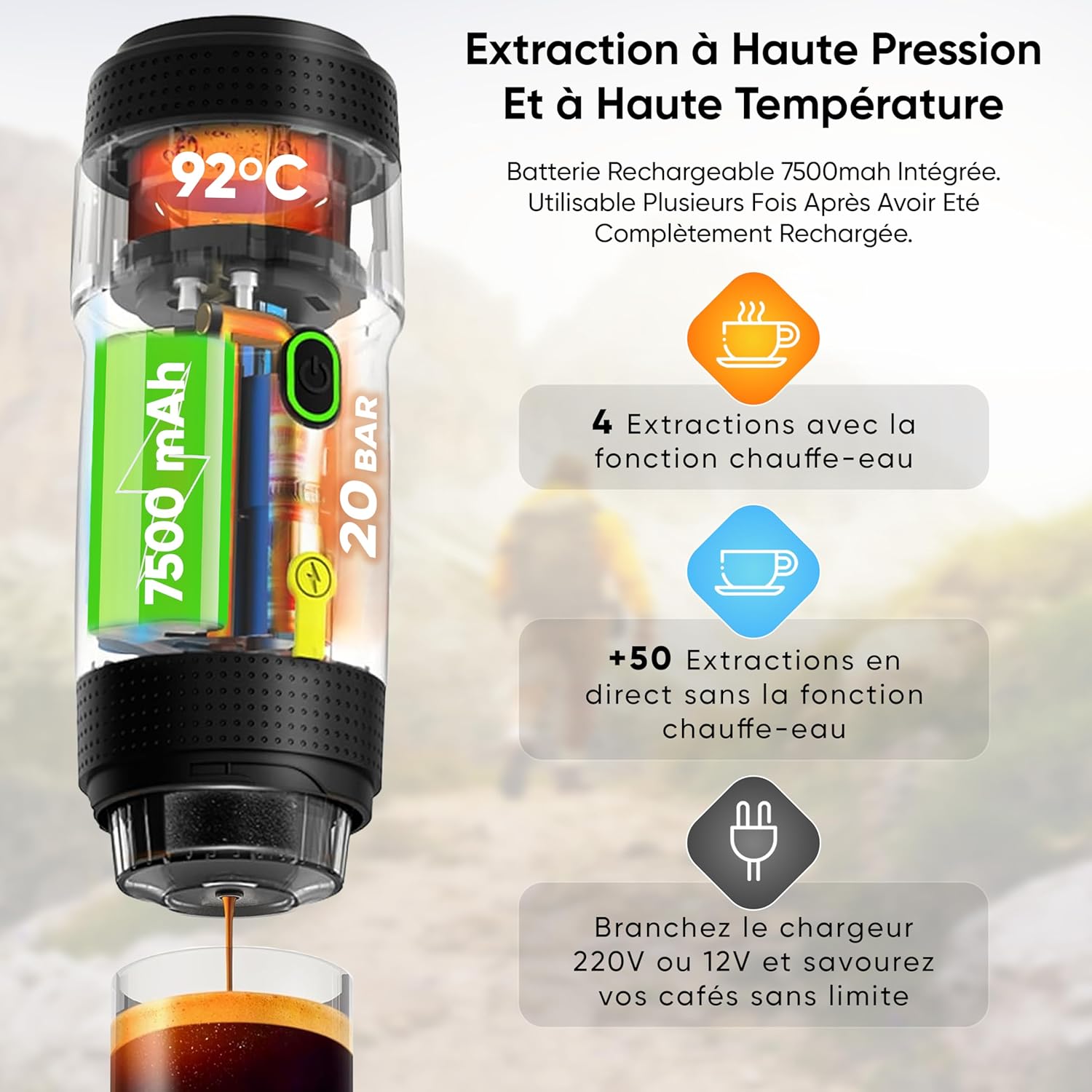 Alnotec Macchina Caffè Espresso Portatile Auto-Riscaldata - immagine 3