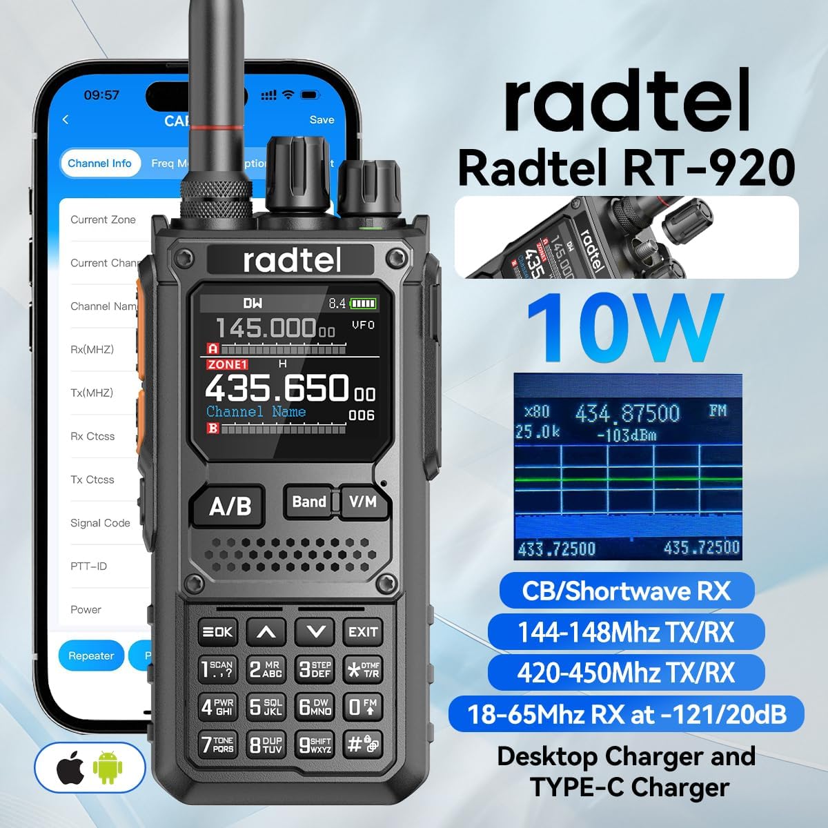 Radtel RT-920 Walkie Talkie 8W Lunga Distanza - immagine 2