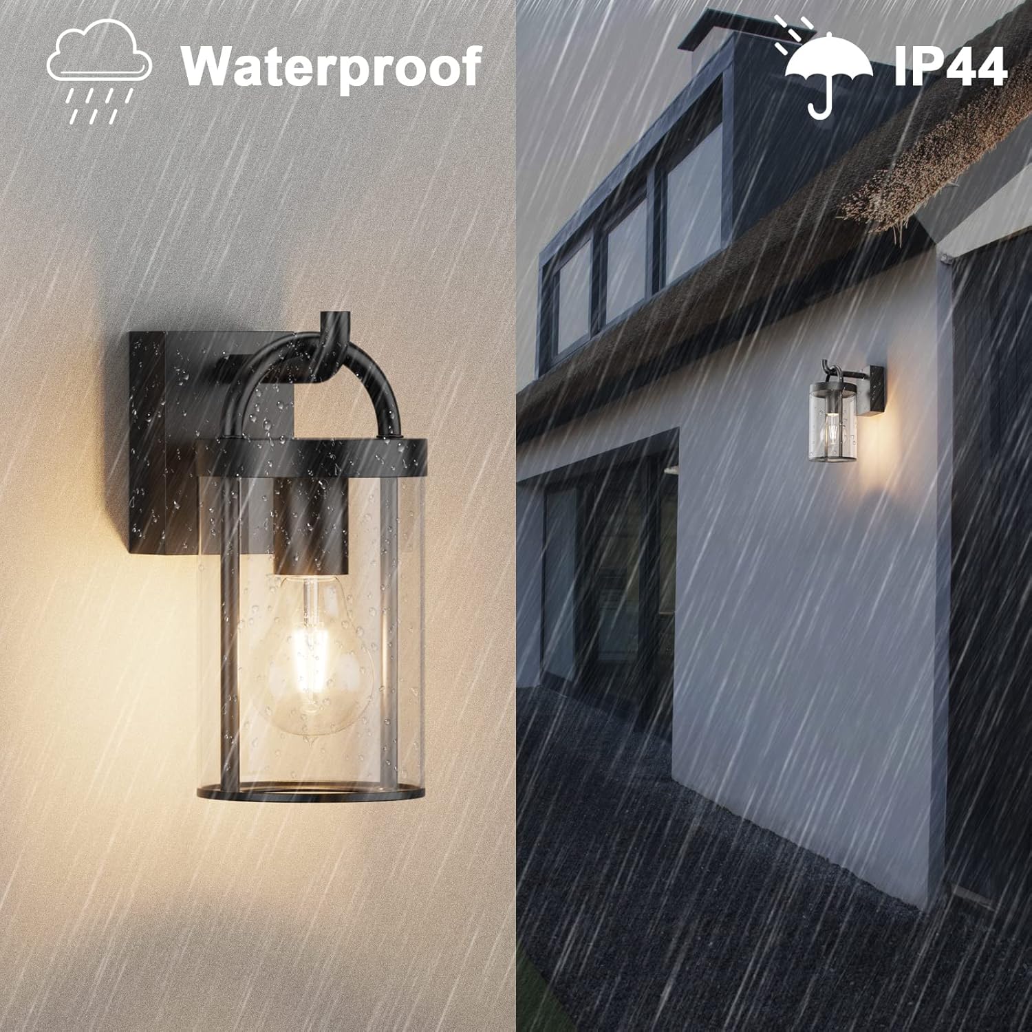 Klighten Lampada da Parete E27 Esterno Vintage, Nera - immagine 3