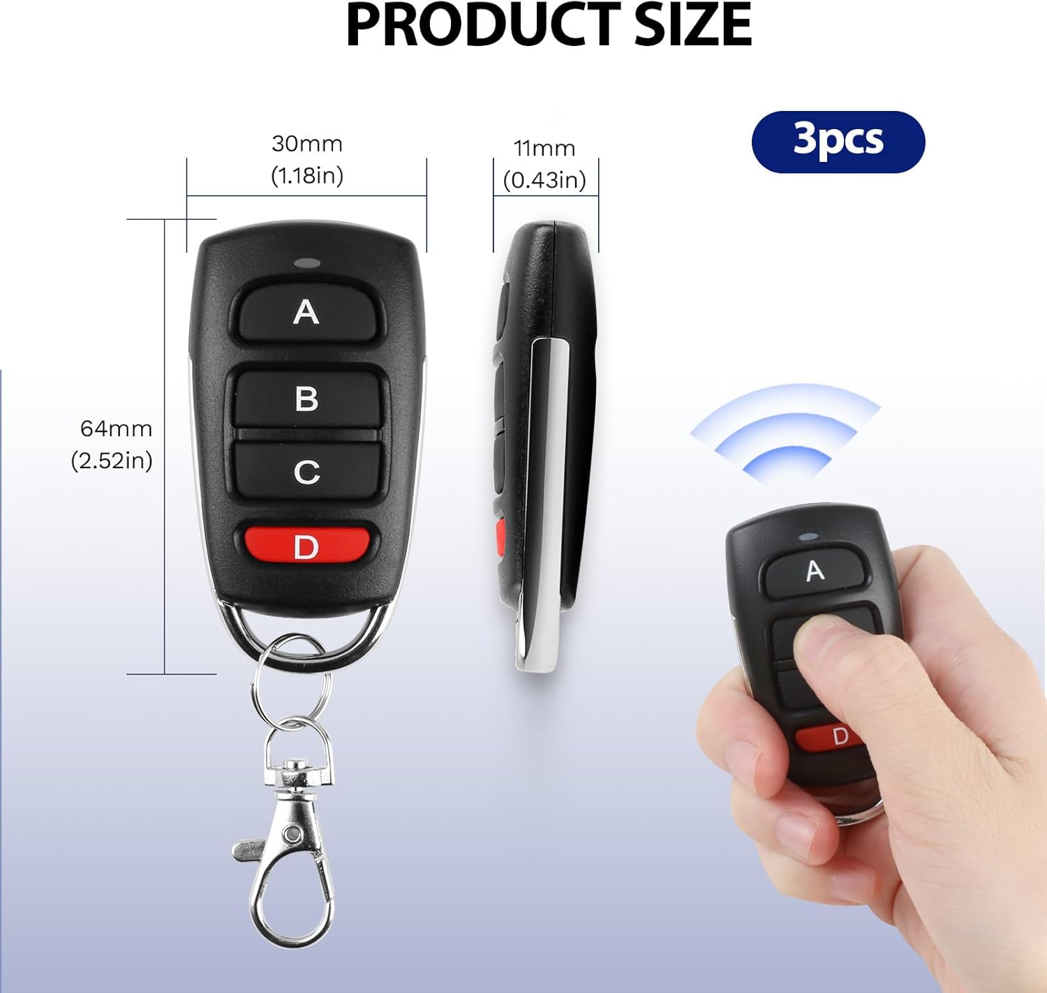 Telecomando Cancello Universale 433 Mhz - 3 Pezzi - immagine 2