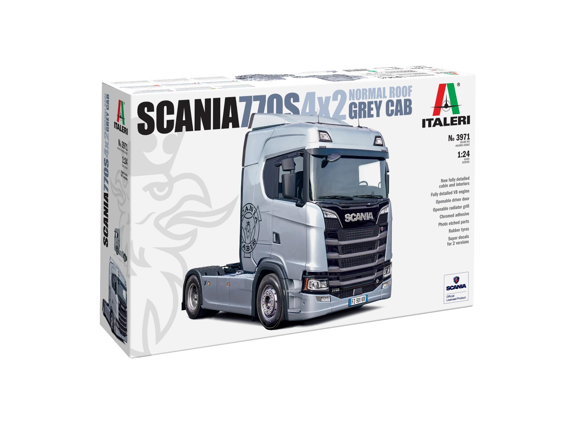 Italeri 3971 Scania S770 4x2 Normal Roof Grey Cab