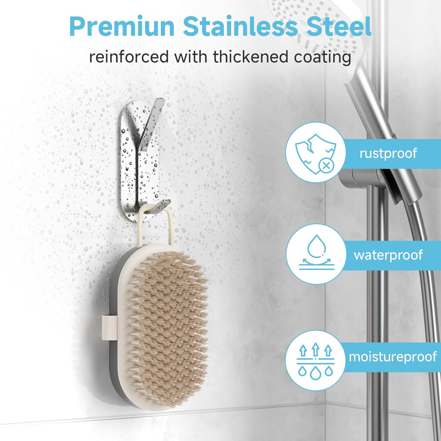 Alyvisun 5 Ganci Adesivi Forti in Acciaio Inox, Argento - immagine 6