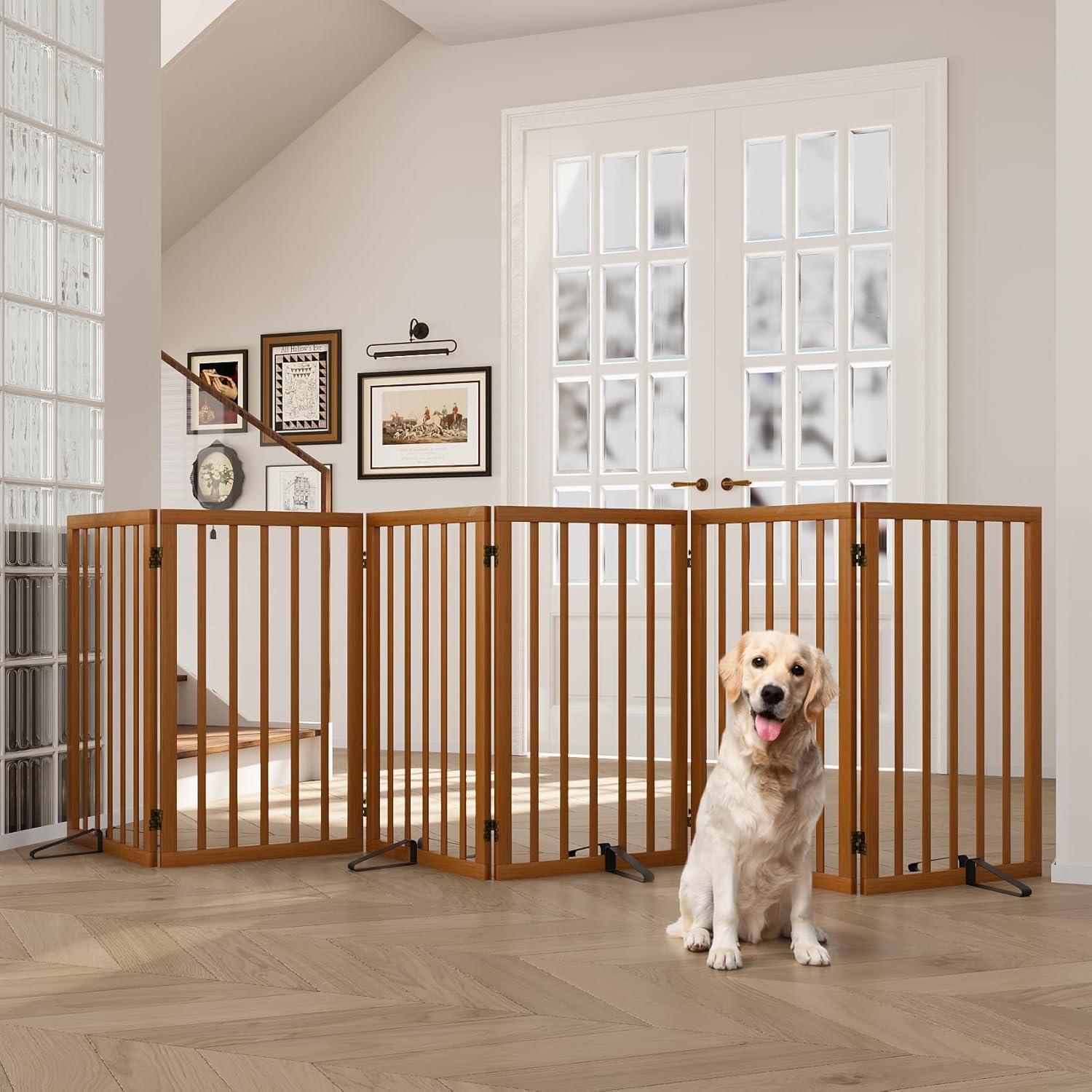 Cancello per Cani Extra Largo Autoportante in Legno - immagine 2