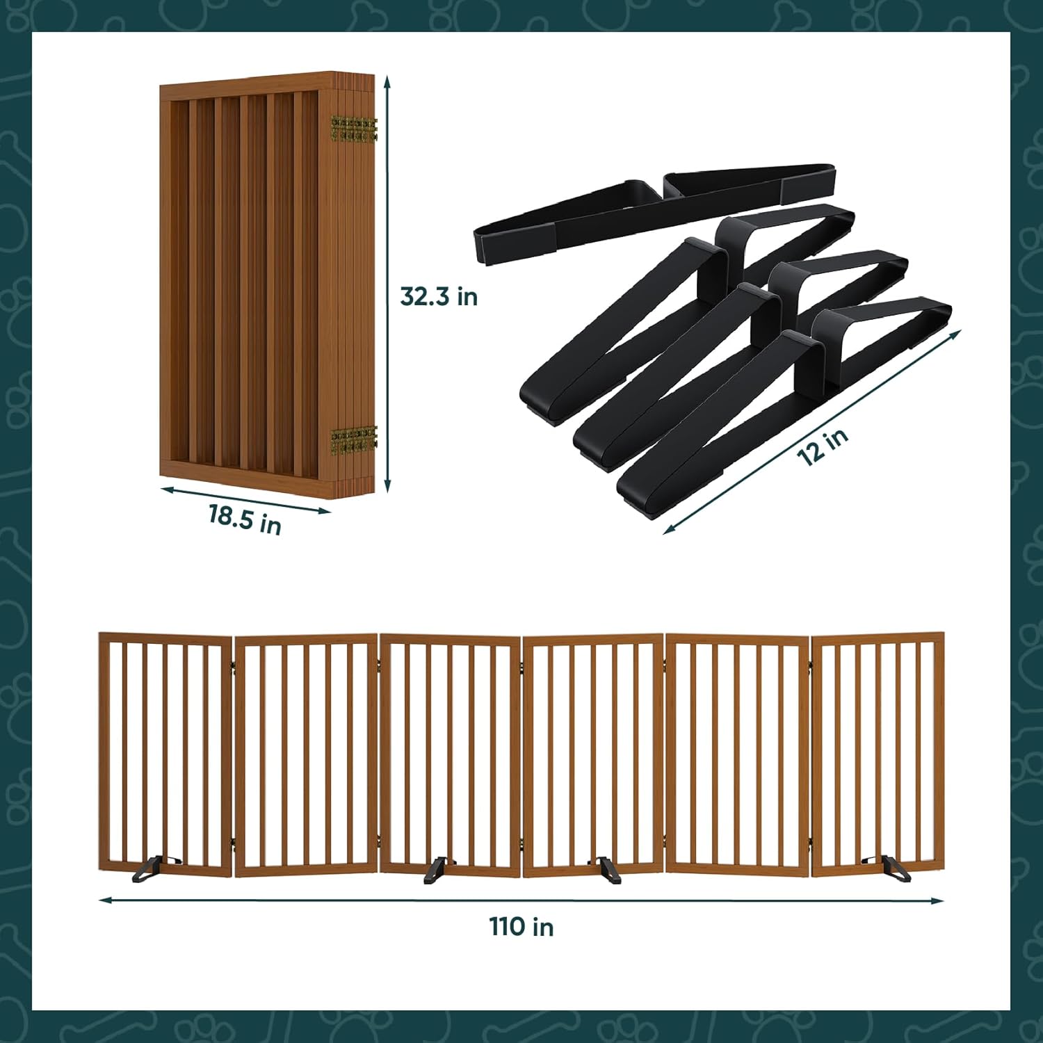 Cancello per Cani Extra Largo Autoportante in Legno - immagine 5