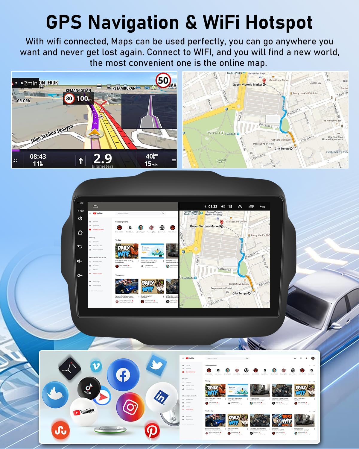 Nhopeew Autoradio Android 13 per Jeep Renegade 2016-2020 - immagine 4
