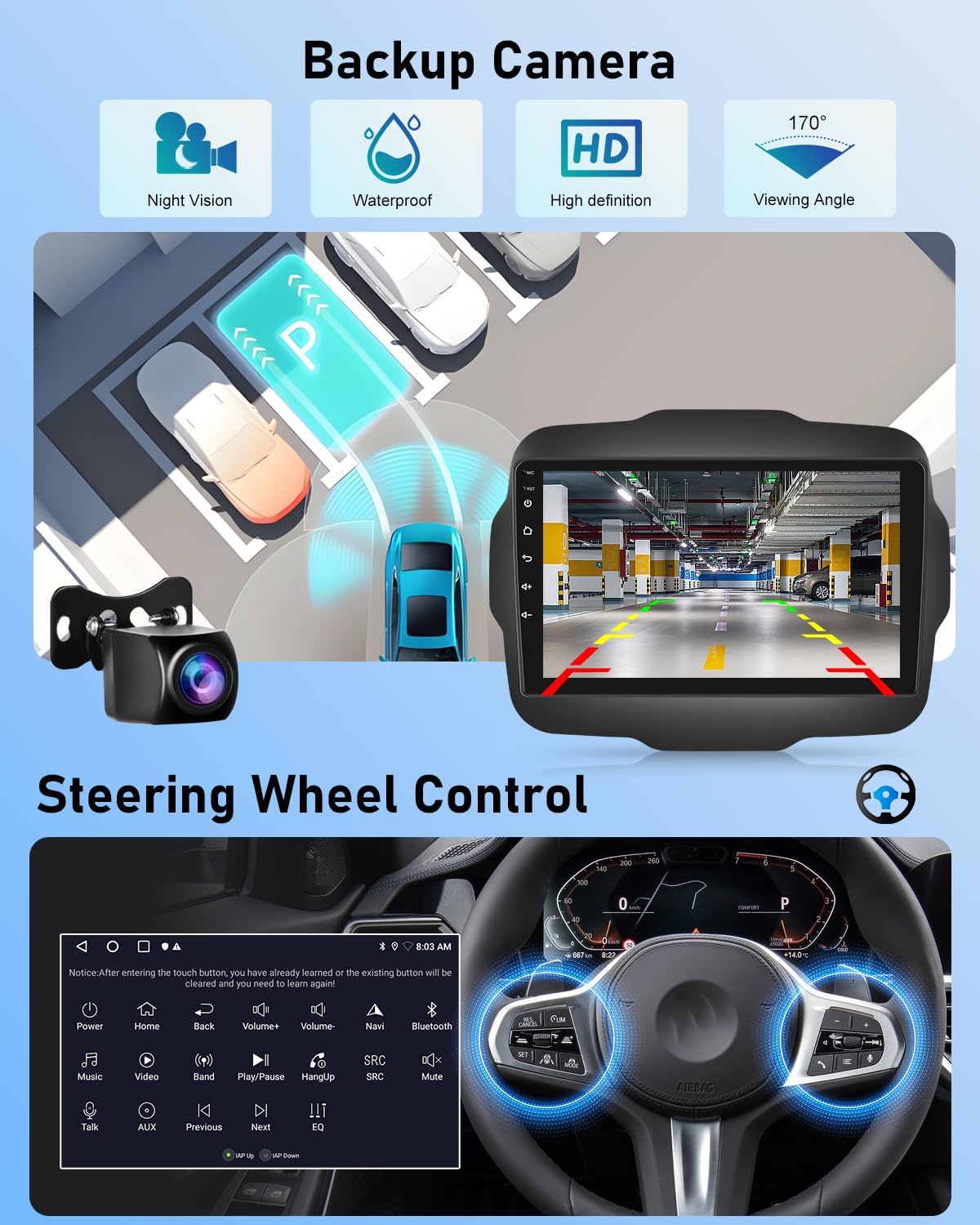 Nhopeew Autoradio Android 13 per Jeep Renegade 2016-2020 - immagine 5