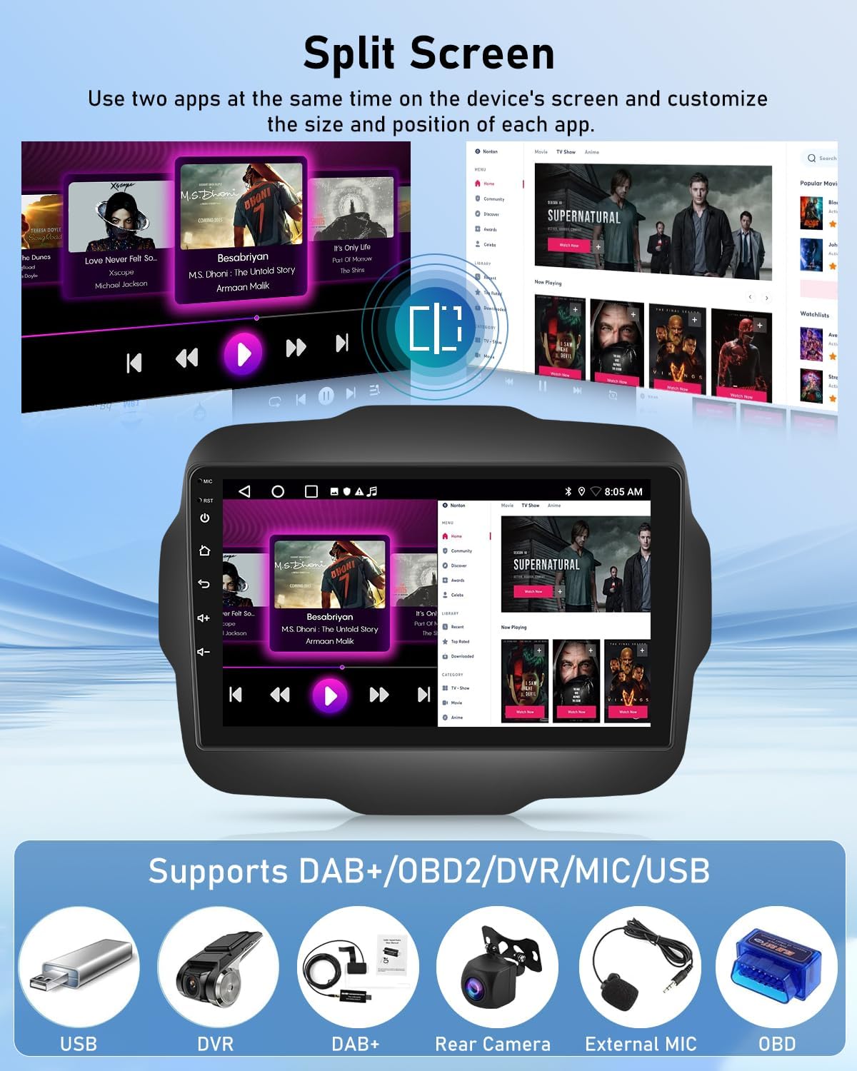 Nhopeew Autoradio Android 13 per Jeep Renegade 2016-2020 - immagine 6