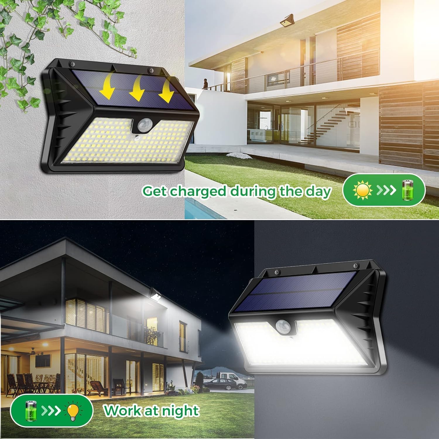 Faro LED Esterno con Pannello Solare - 4 Pezzi - immagine 3